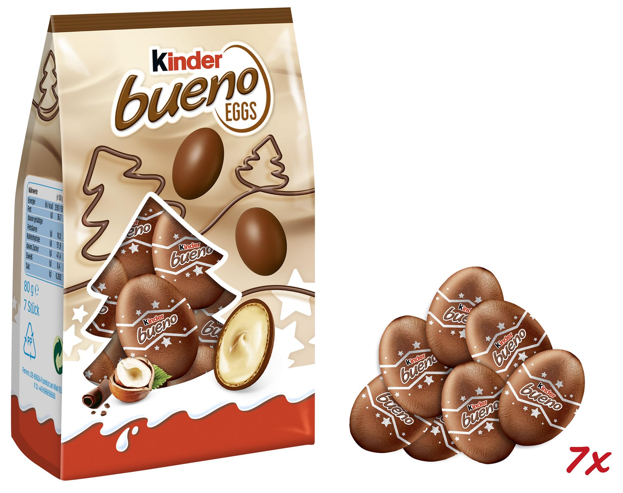 Kinder Bueno Mini Chocolate Christmas Eggs, Colourful Treat Bag for Sharing 5