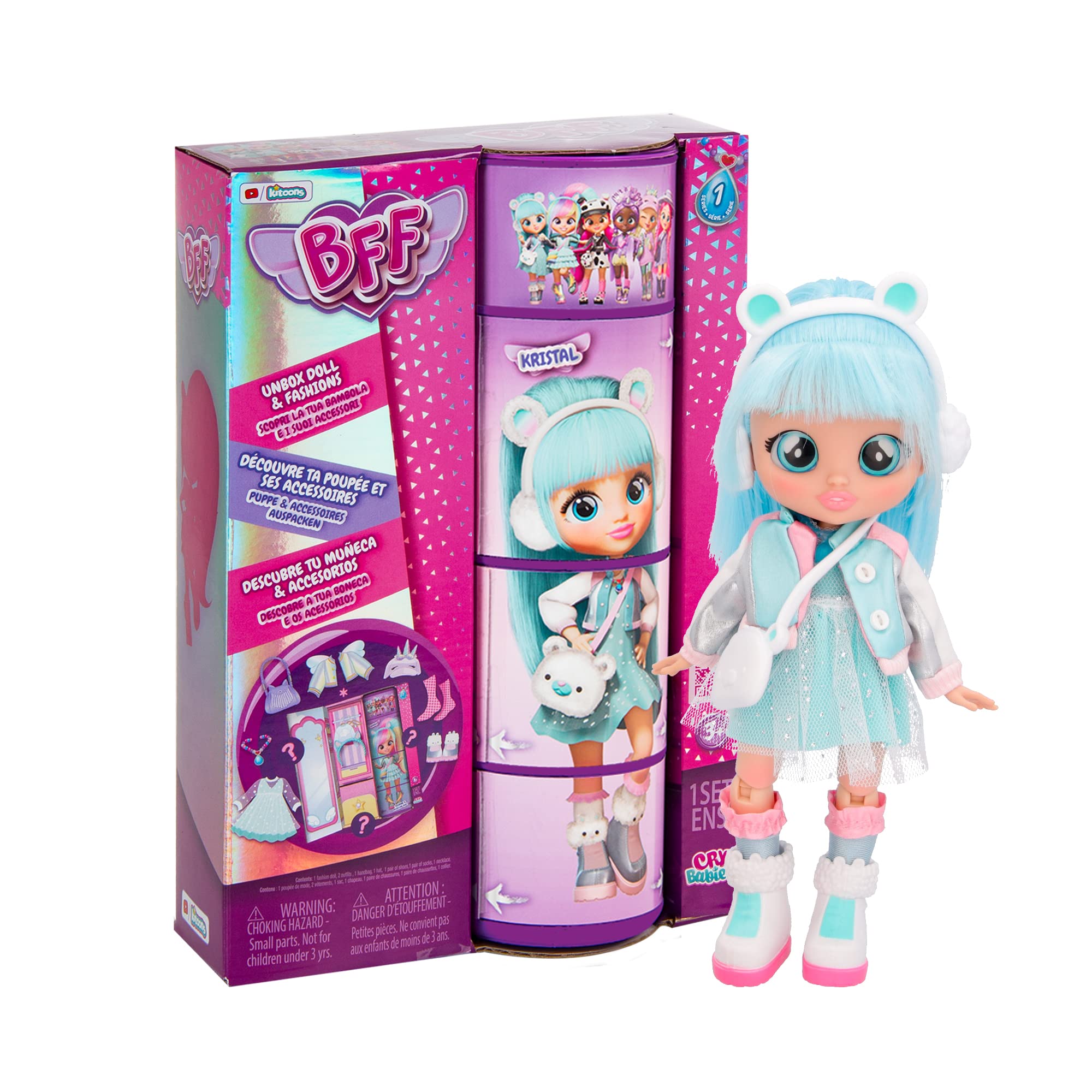 BFF by Cry Babies Kristal - Collectible Fashion Doll with Long Hair & 9 Accessories, Age 5+ 1