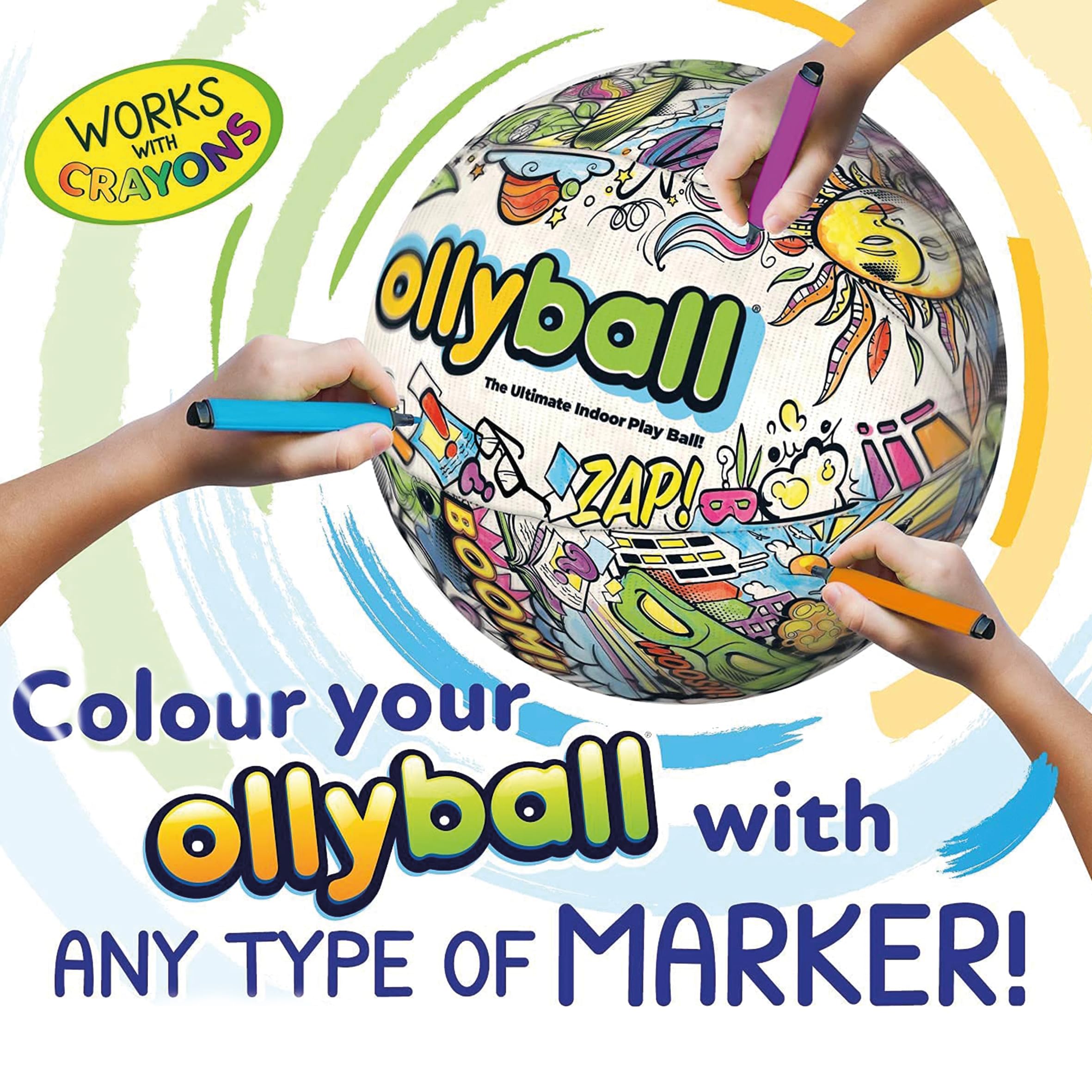 Ollyball - The Ultimate Indoor Play Ball for Kids and Parents, Colourable Keepy Uppy Ball 2
