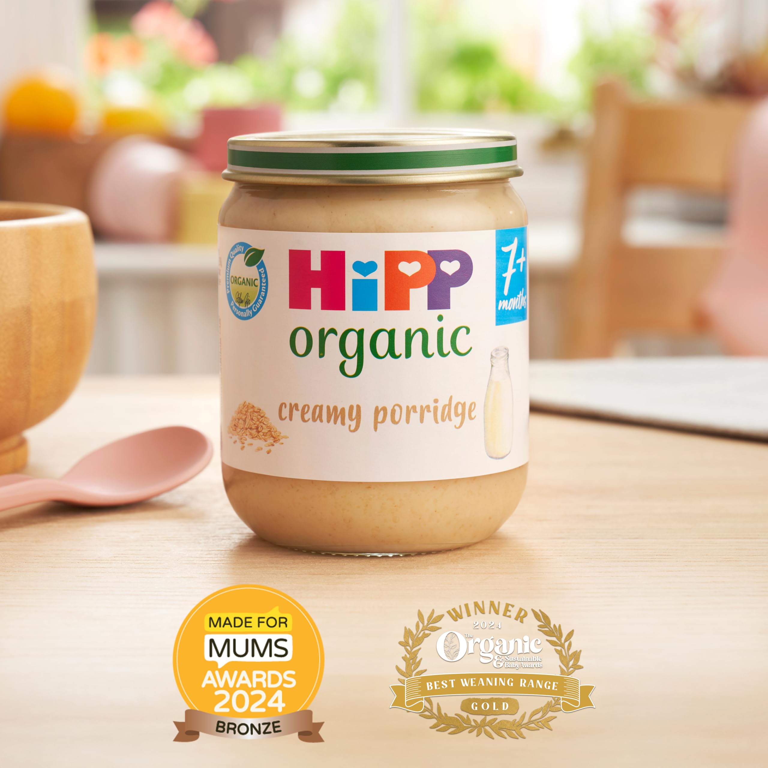 HiPP Organic Creamy Porridge Baby Food - 6 x 160g Jars | Organic Oats & Milk | 7+ Months