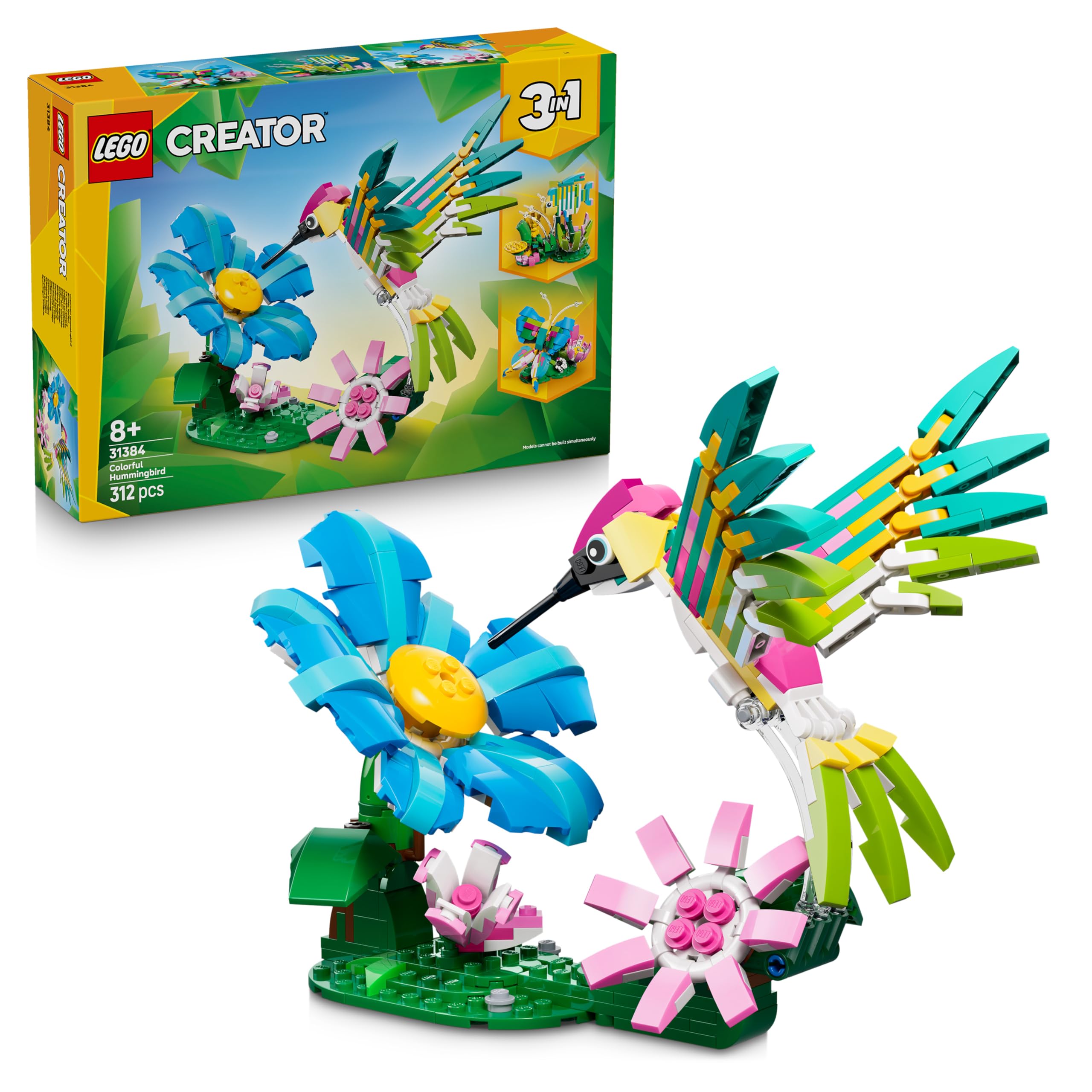 LEGO Creator 3in1 Wild Animals: Colourful Hummingbird Set 31384 | 3 Models in 1 | Ages 8+