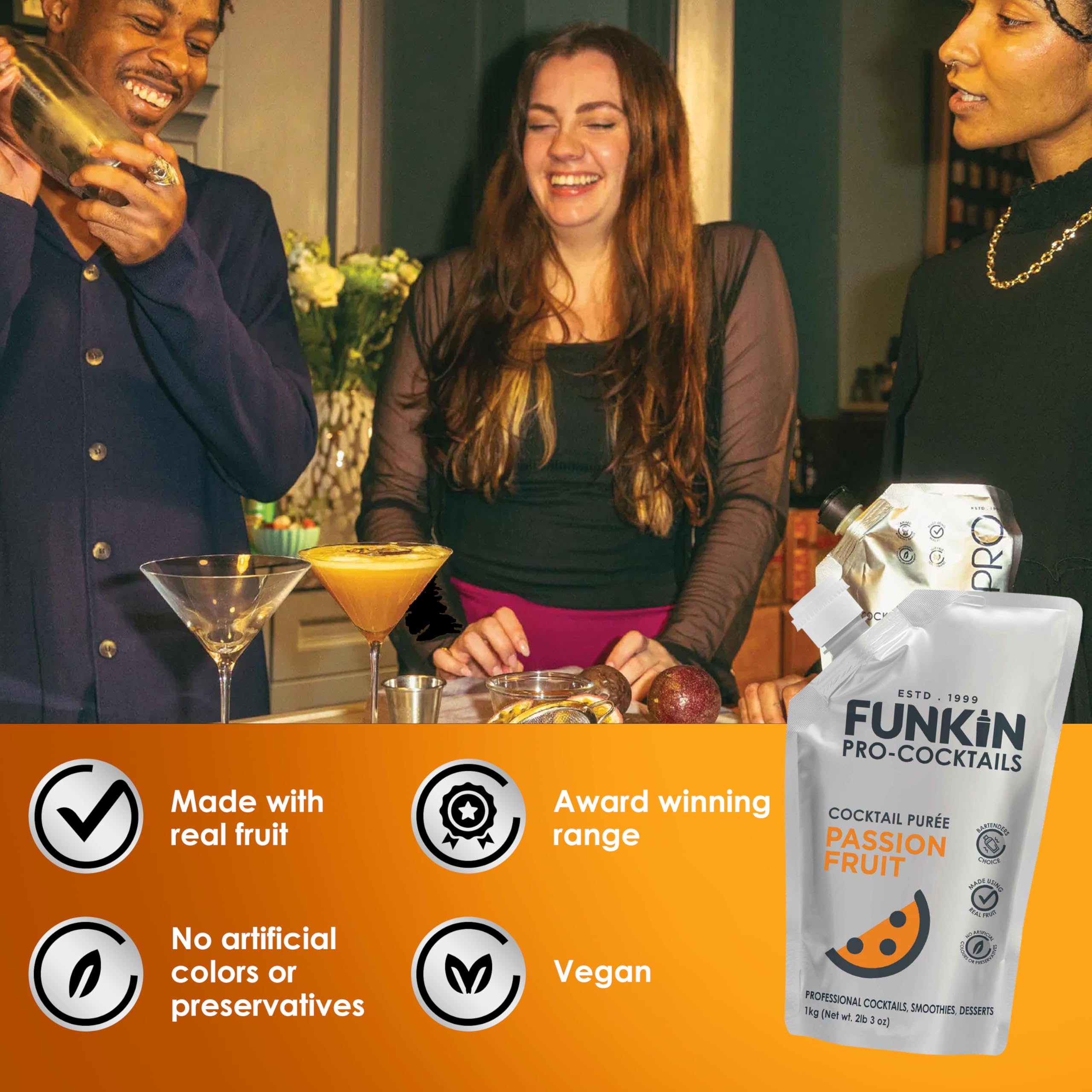 Funkin Passion Fruit Puree Cocktail Mixer 1kg | Made with Real Passionfruit | Natural Ingredients 3
