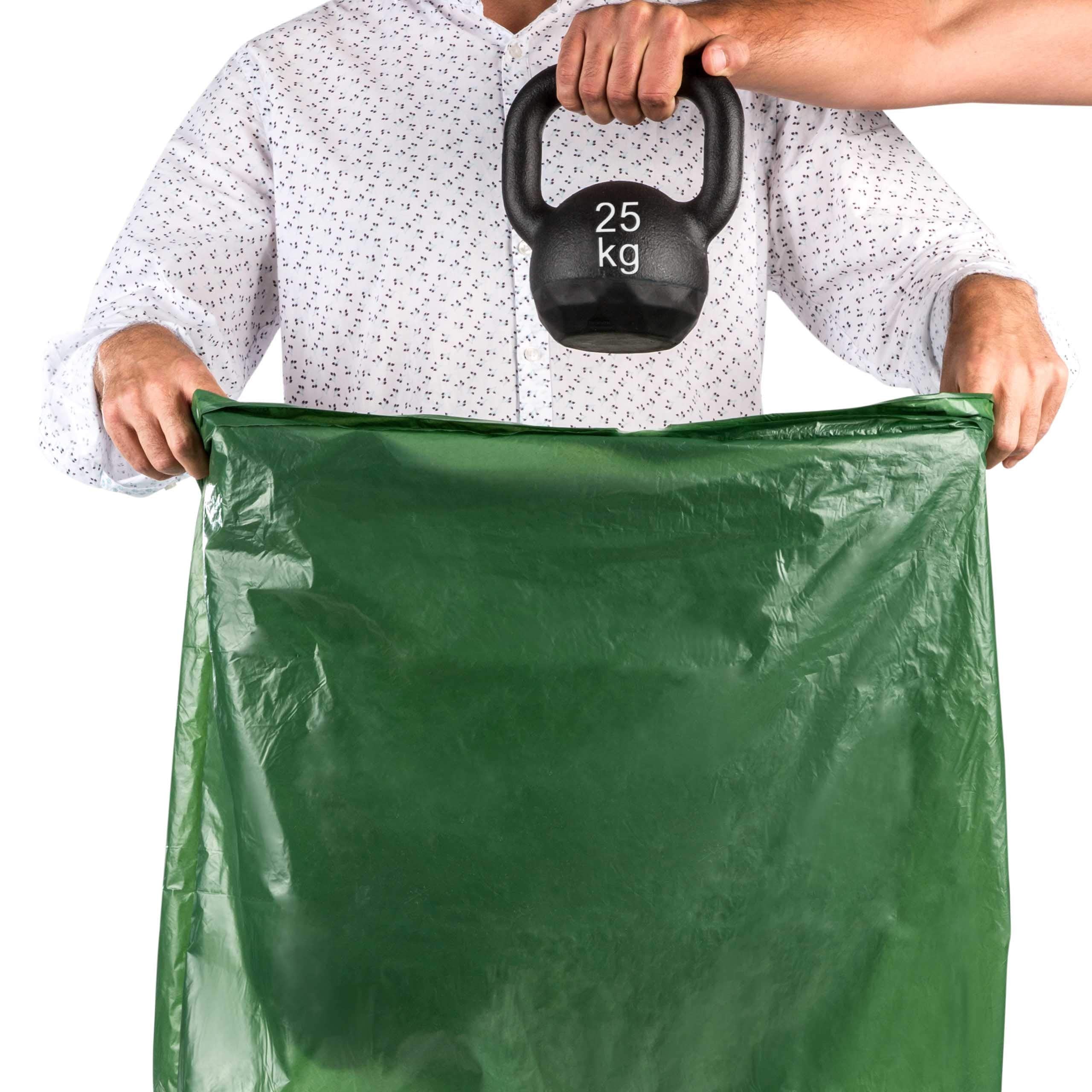 Relevo Green Drawstring Bin Bags - 30L (55 cm W x 60 cm H), 15 Bags | Extra Strong Recycled LDPE Liners 5
