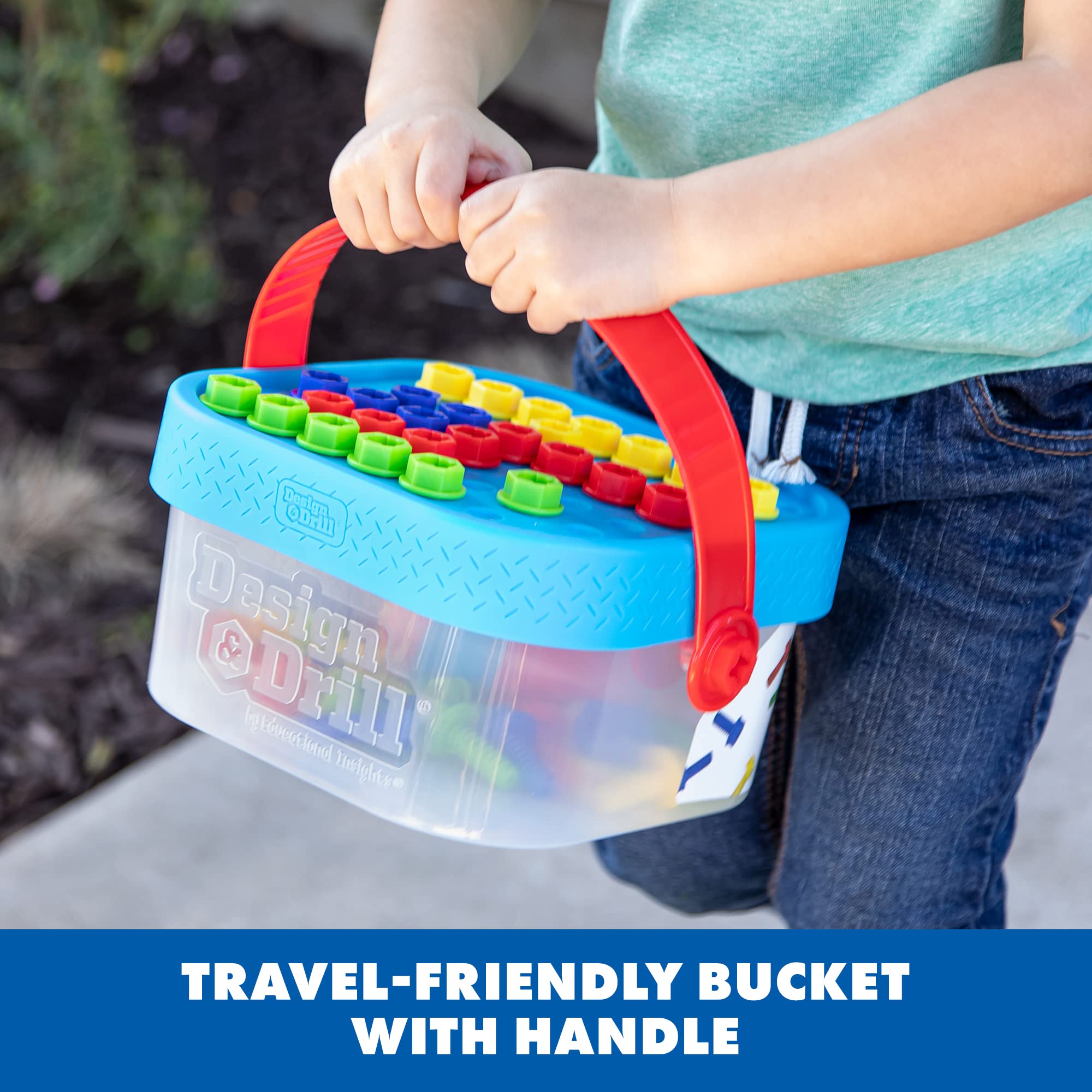 Educational Insights Design & Drill Bolt-It Bucket - STEM Toy for Ages 3+ | Portable | Includes Pattern Guide 4