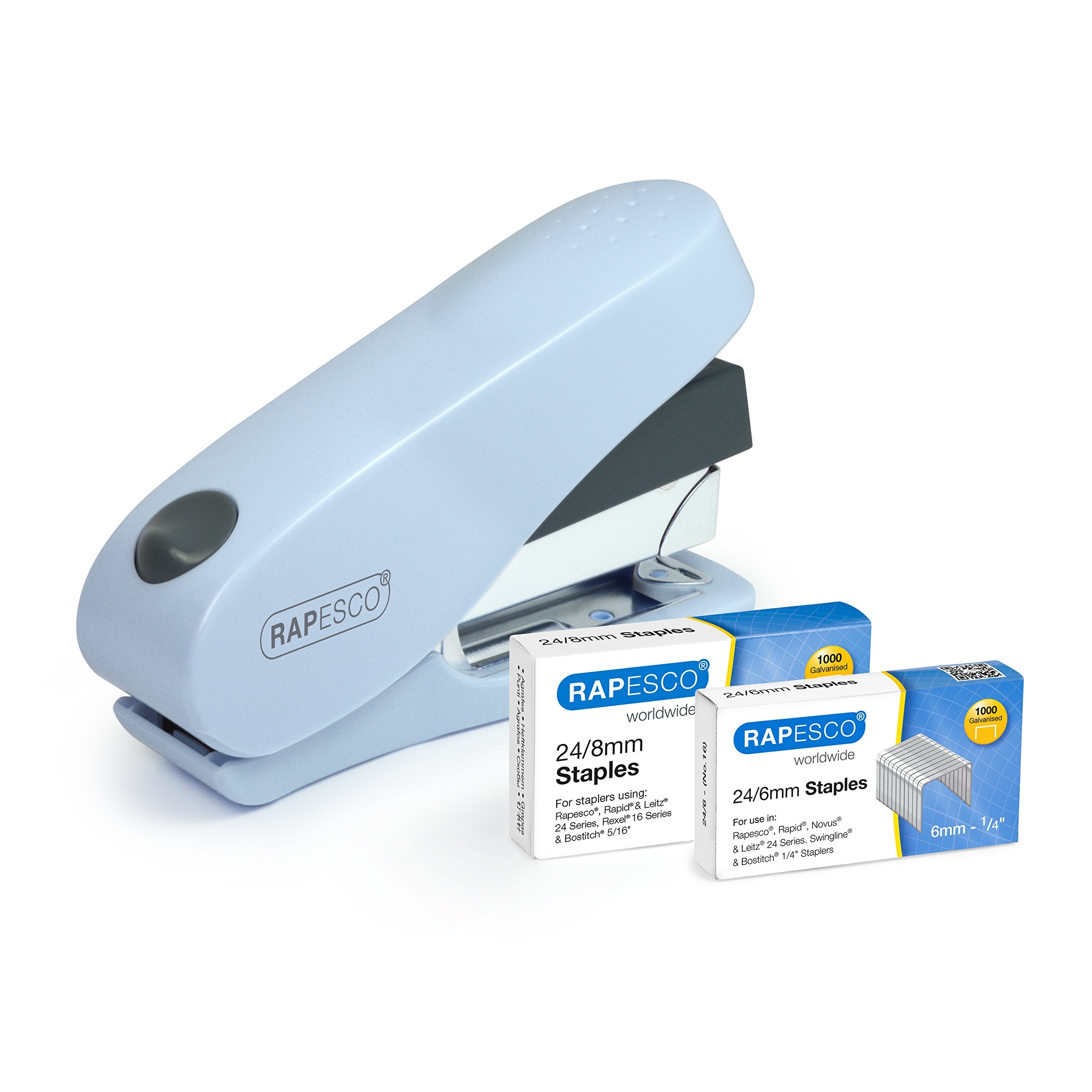 RAPESCO Luna Less Effort Desktop Stapler | 50 Sheet Capacity | Powder Blue | Includes 2000 Staples 5