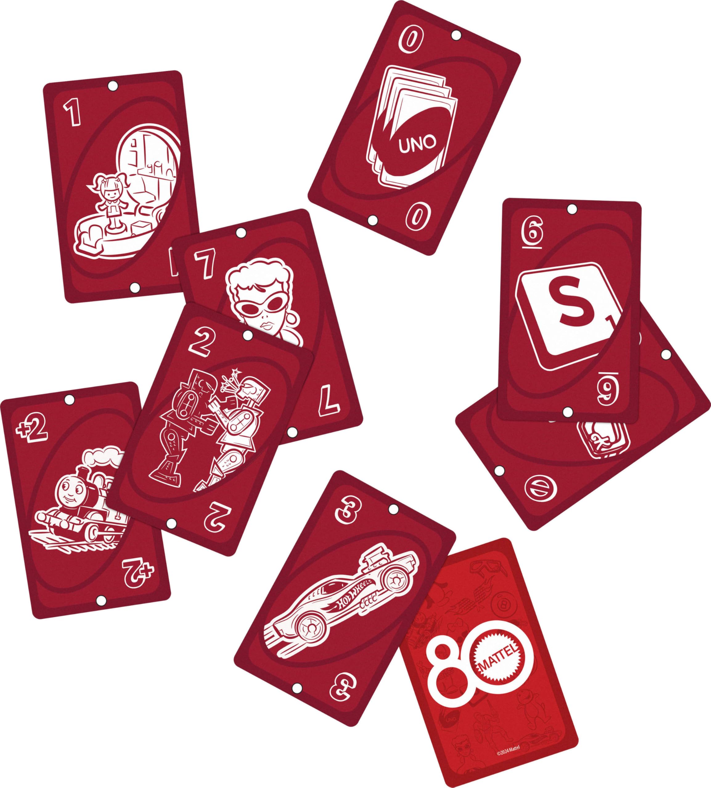 Mattel Games UNO 80th Anniversary Ruby Red Card Game 9