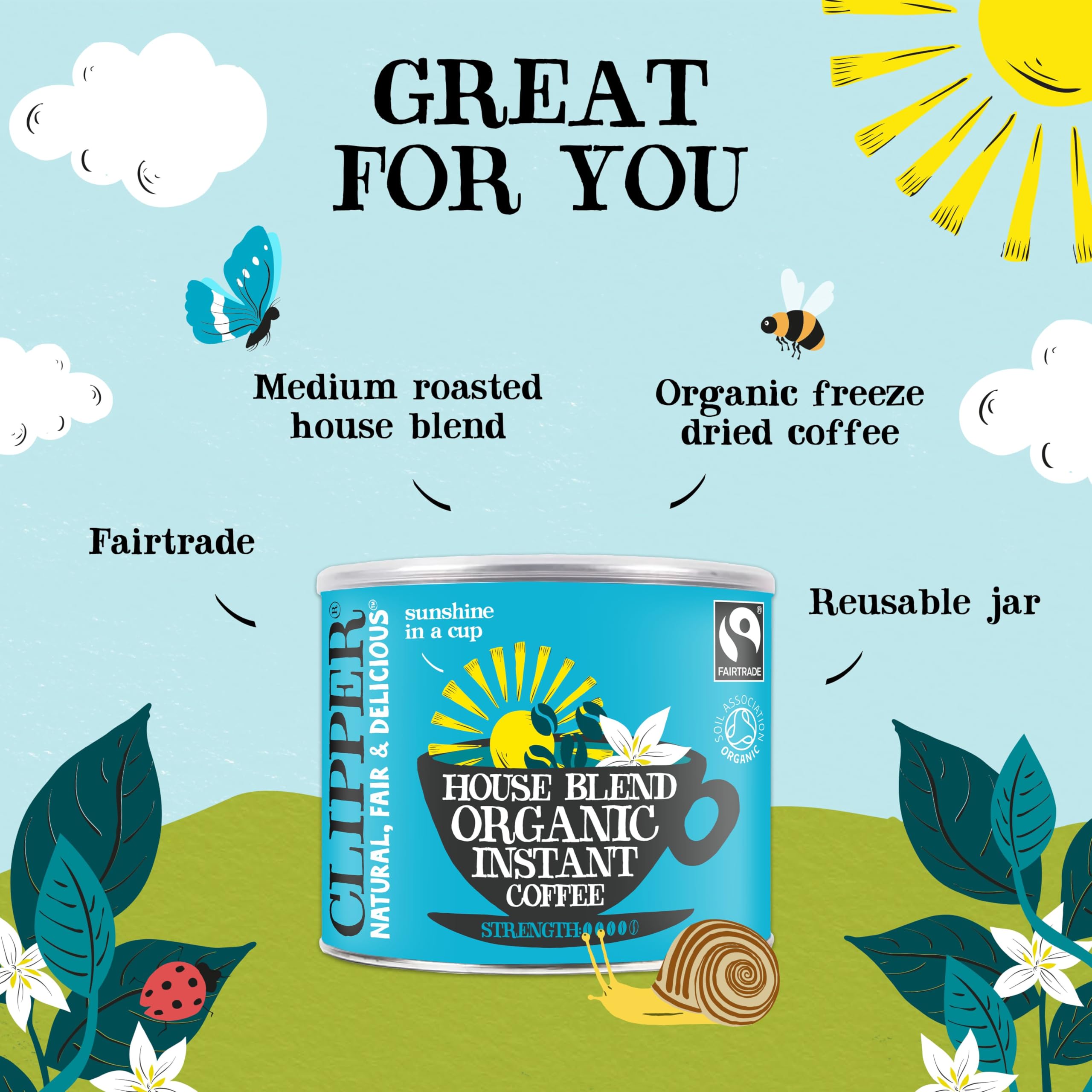 Clipper - Organic Medium Roast Arabica Instant Coffee 500g Refill 6