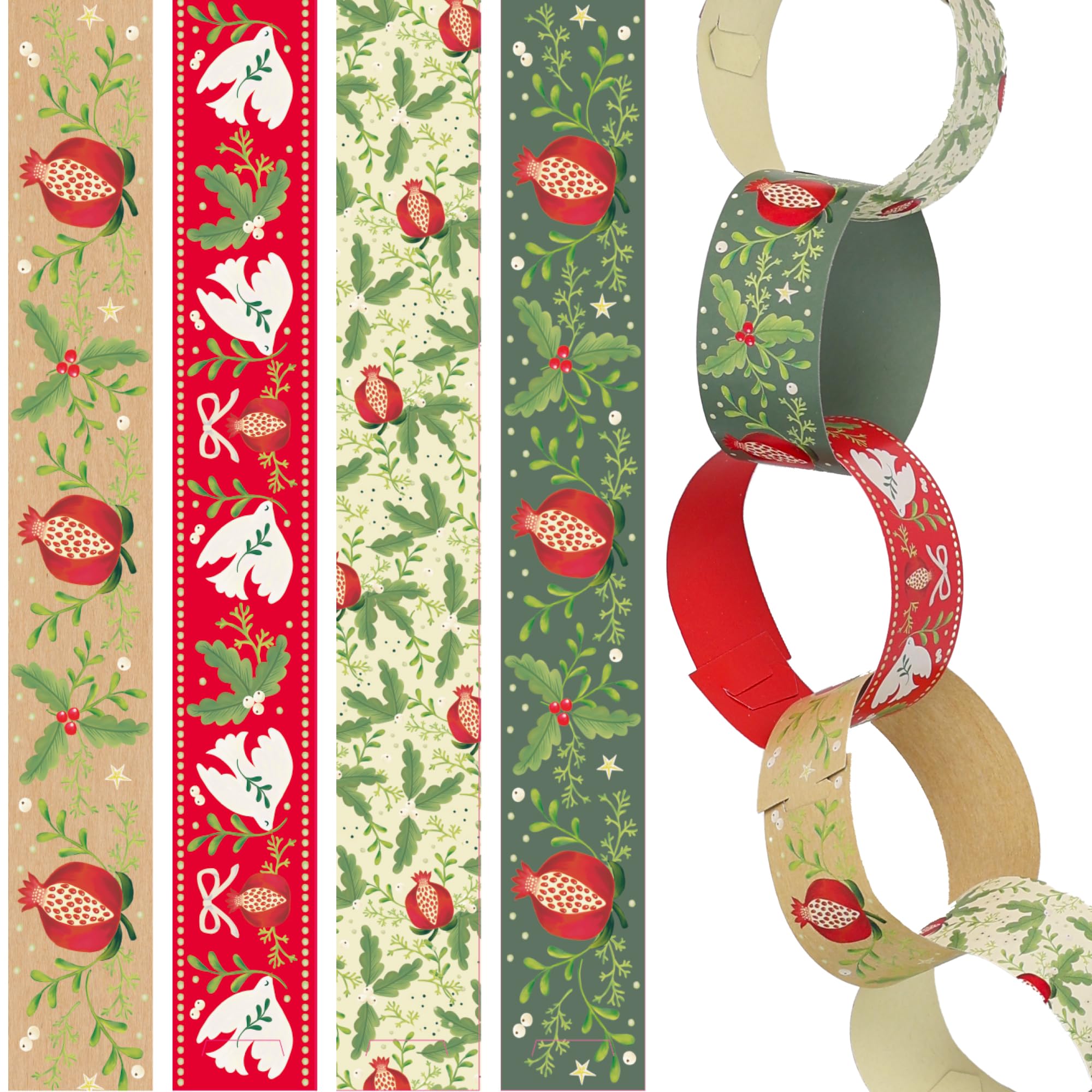 Talking Tables 100 x Paper Chains 6.5m - Recyclable Christmas Craft Decoration for Kids & Families