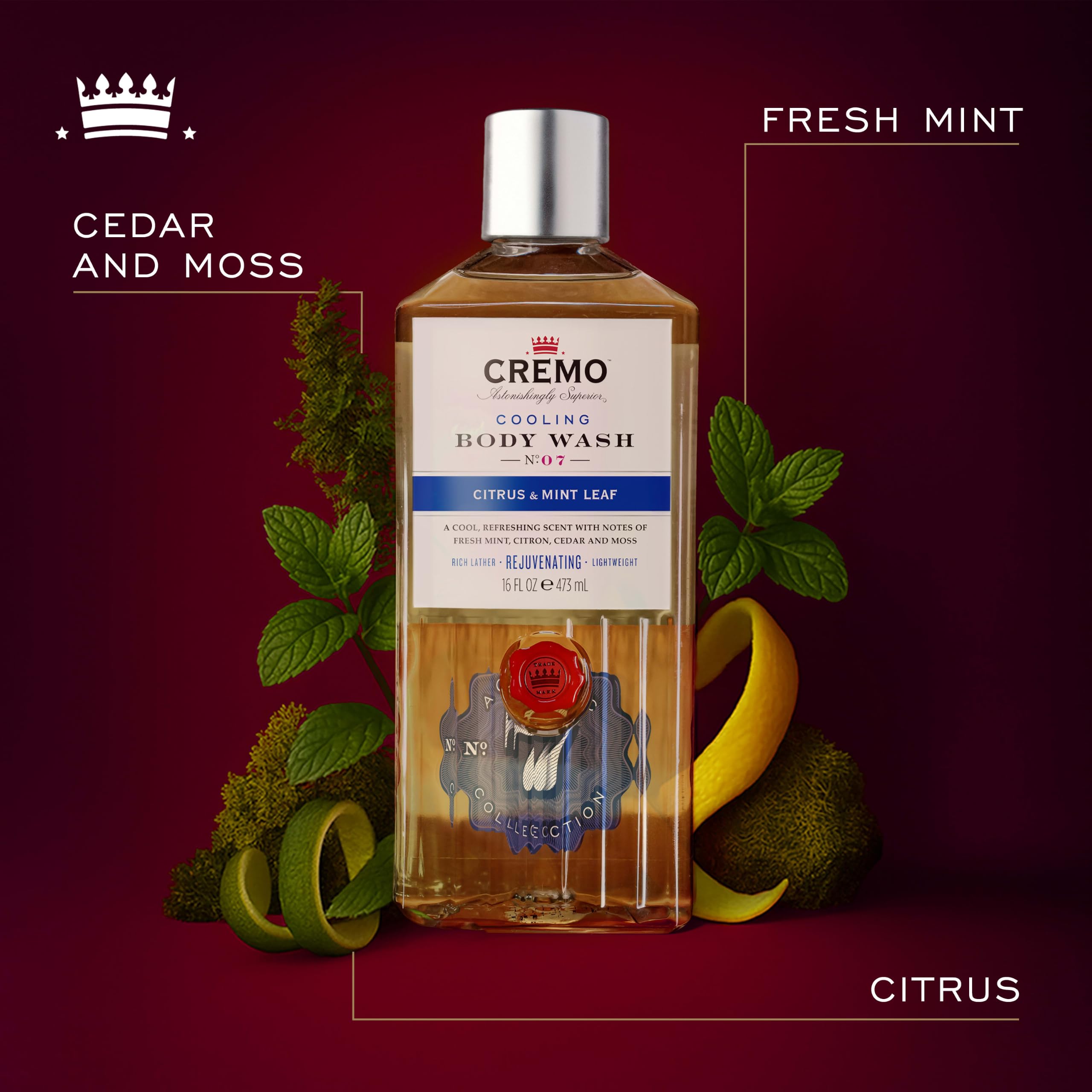 Cremo Cooling Body Wash for Men - Rejuvenating Citrus & Mint Leaf Scent - 473ml