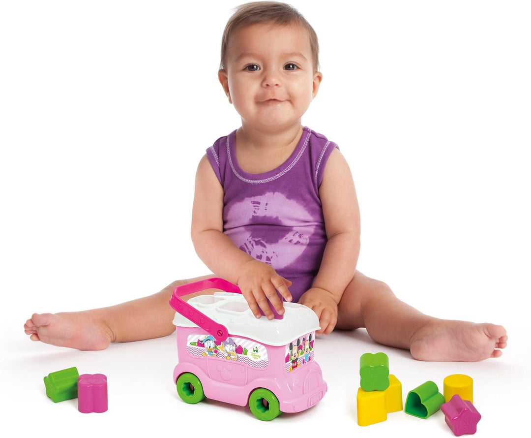 Clementoni 14933 Baby Minnie Shape Sorter Bus - Educational Shape & Color Recognition Toy for Ages 3+