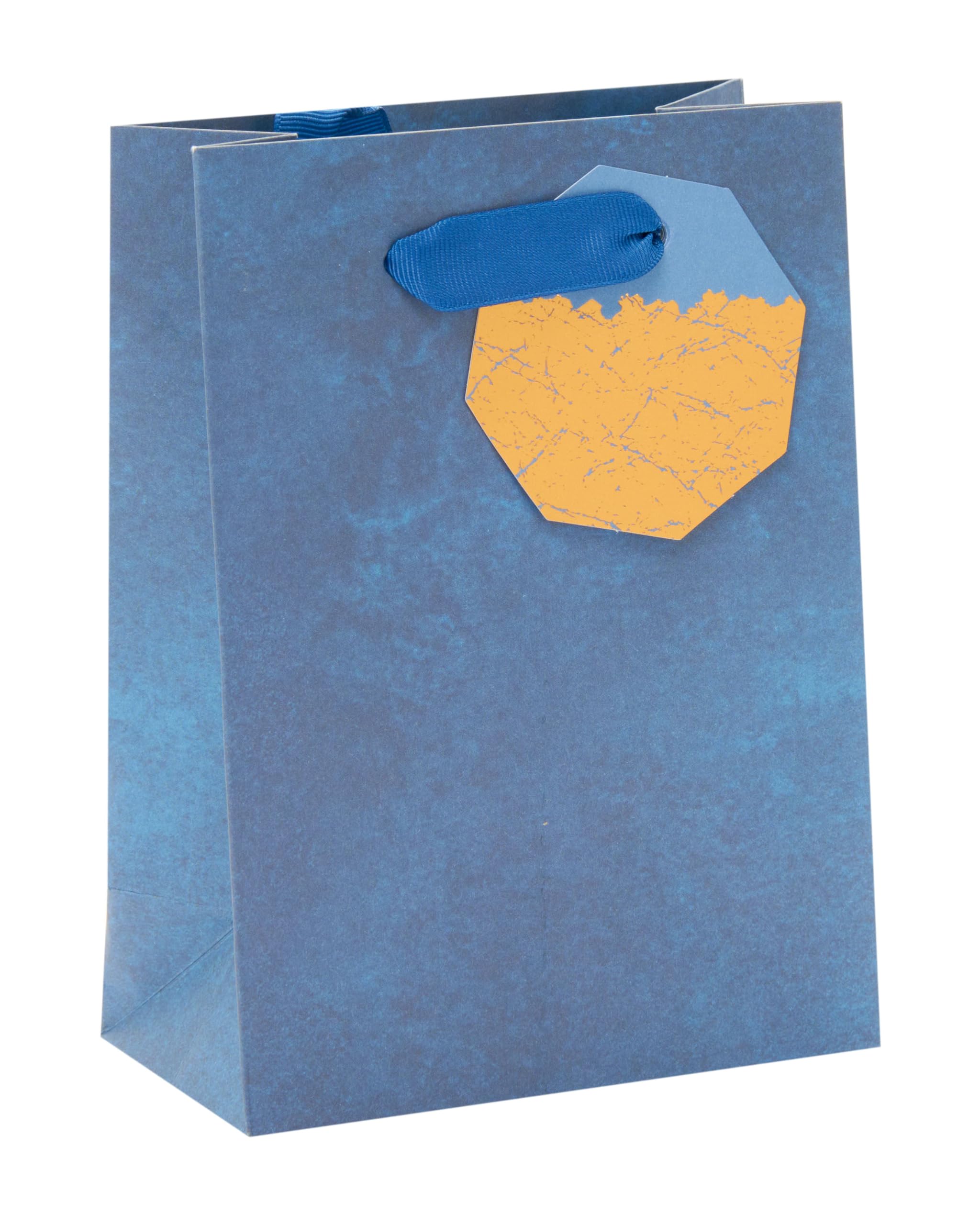 UK Greetings Small Gift Bag - Navy with Graphite Design & Foil Tag | 16.5 x 12 cm