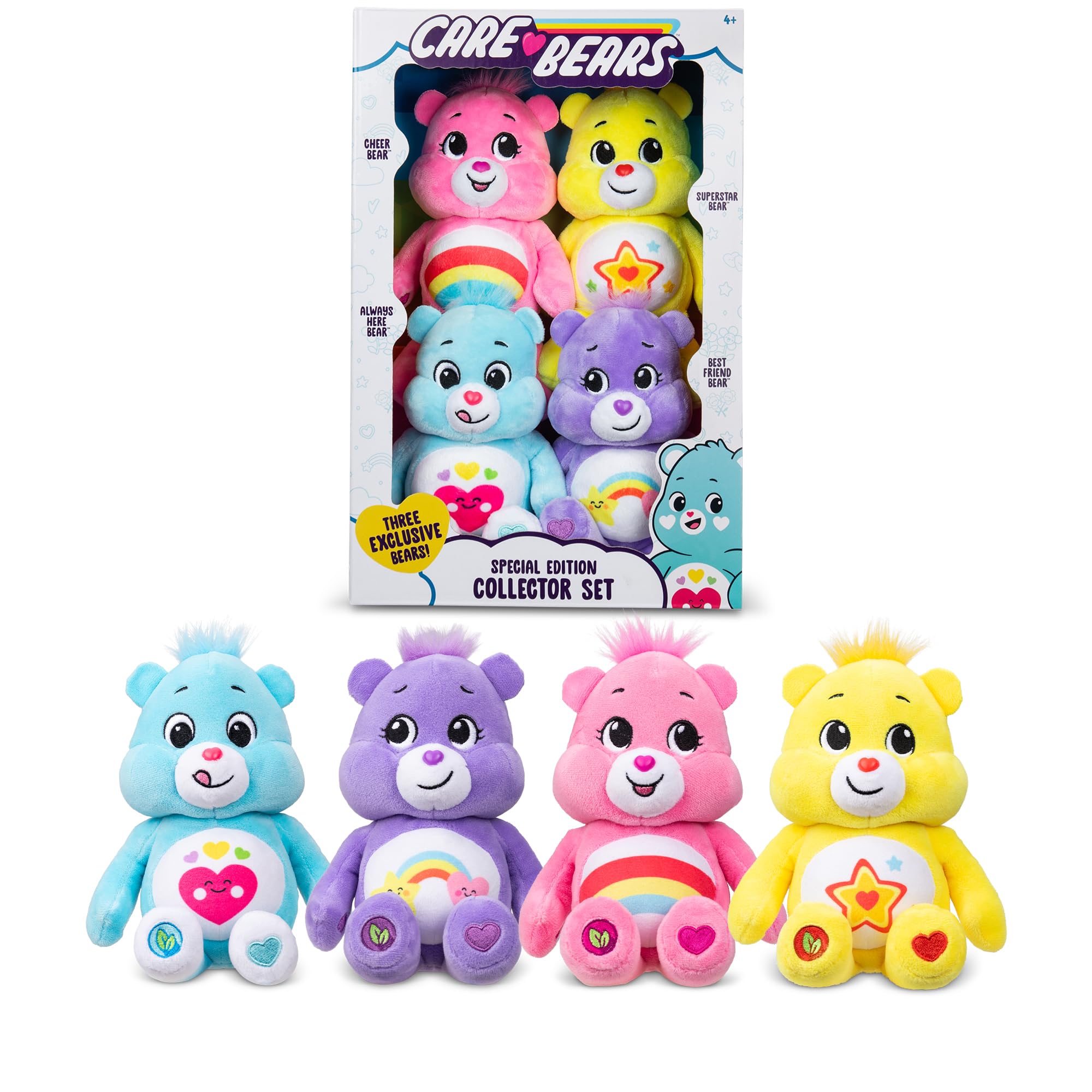 Care Bears Treasure Box - Set of 4 Beanie Plush Toys for Kids & Collectors
