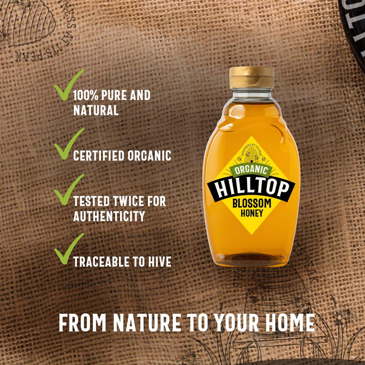 Hilltop Honey - Organic Blossom Honey - Squeezy Bottle - 720g