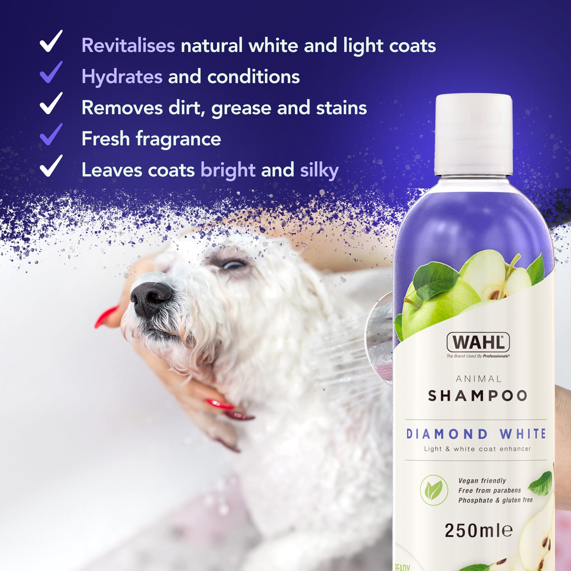 Wahl Diamond White Shampoo - Brightens Light Coats | Aloe Vera Formula | Twin Pack 2 x 250ml 4