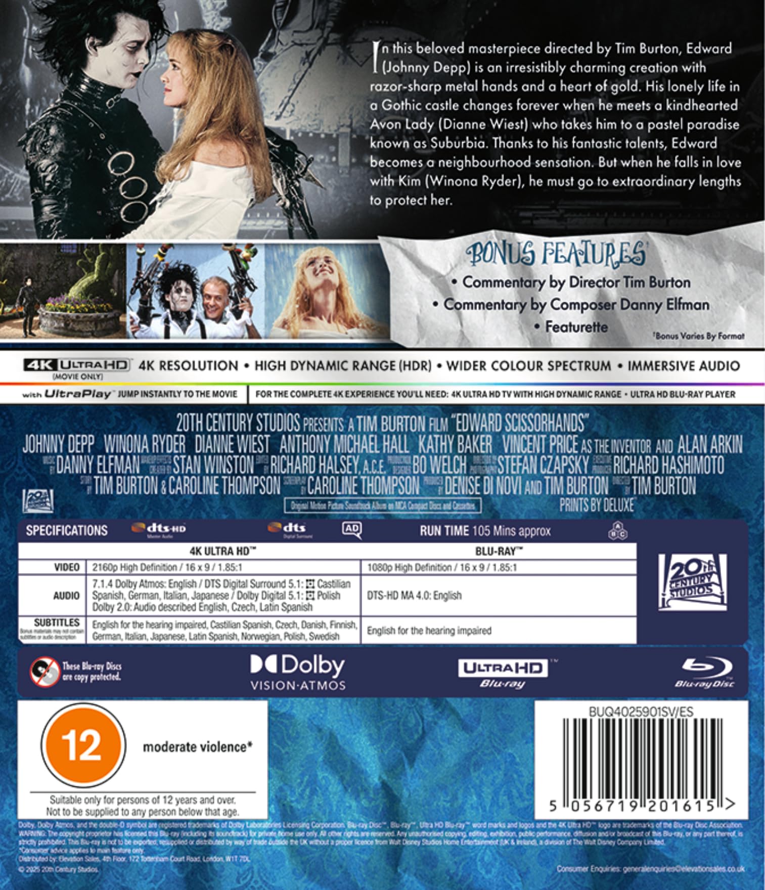 Edward Scissorhands 4K Ultra HD/BD [Blu-ray] [Region Free] 4