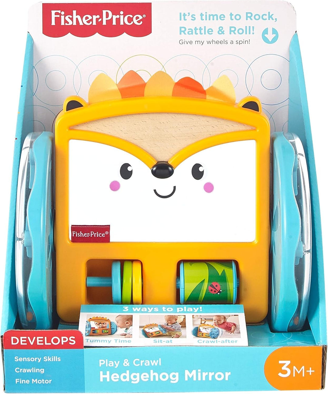 Fisher-Price Play & Crawl Hedgehog Mirror - Tummy Time, Crawling, and Sensory Toy for Babies 3 Months & Up