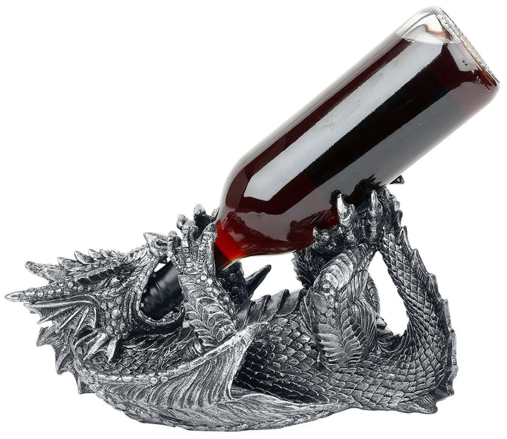 Nemesis Now Guzzlers Dragon Wine Bottle Holder - Black Resin, 32cm