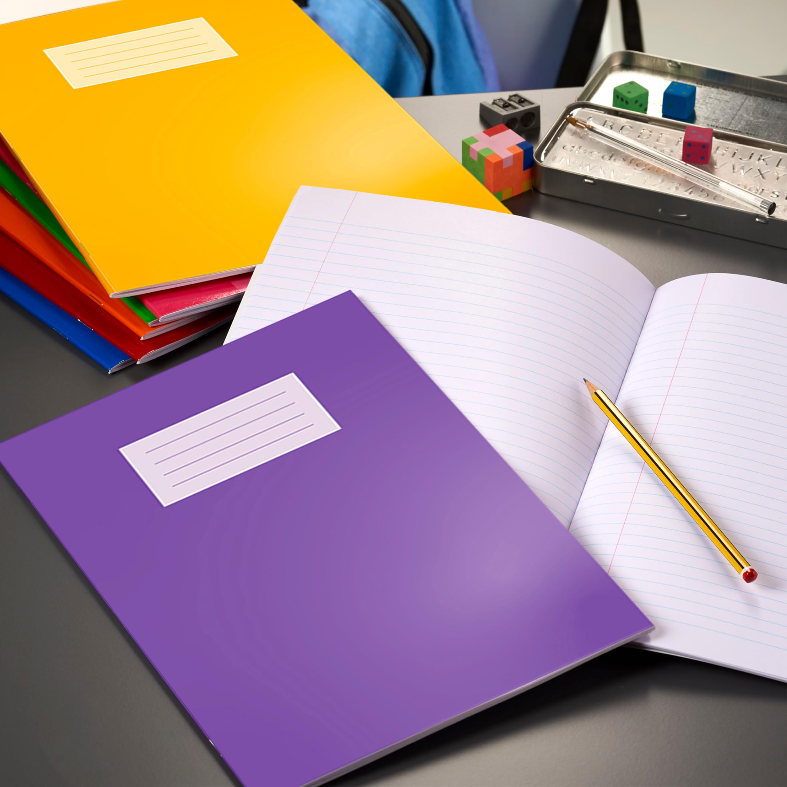 Oxford A4 Composition Notebooks - 80 Pages, 8mm Ruled with Margin | Pack of 5 Assorted Colours 6