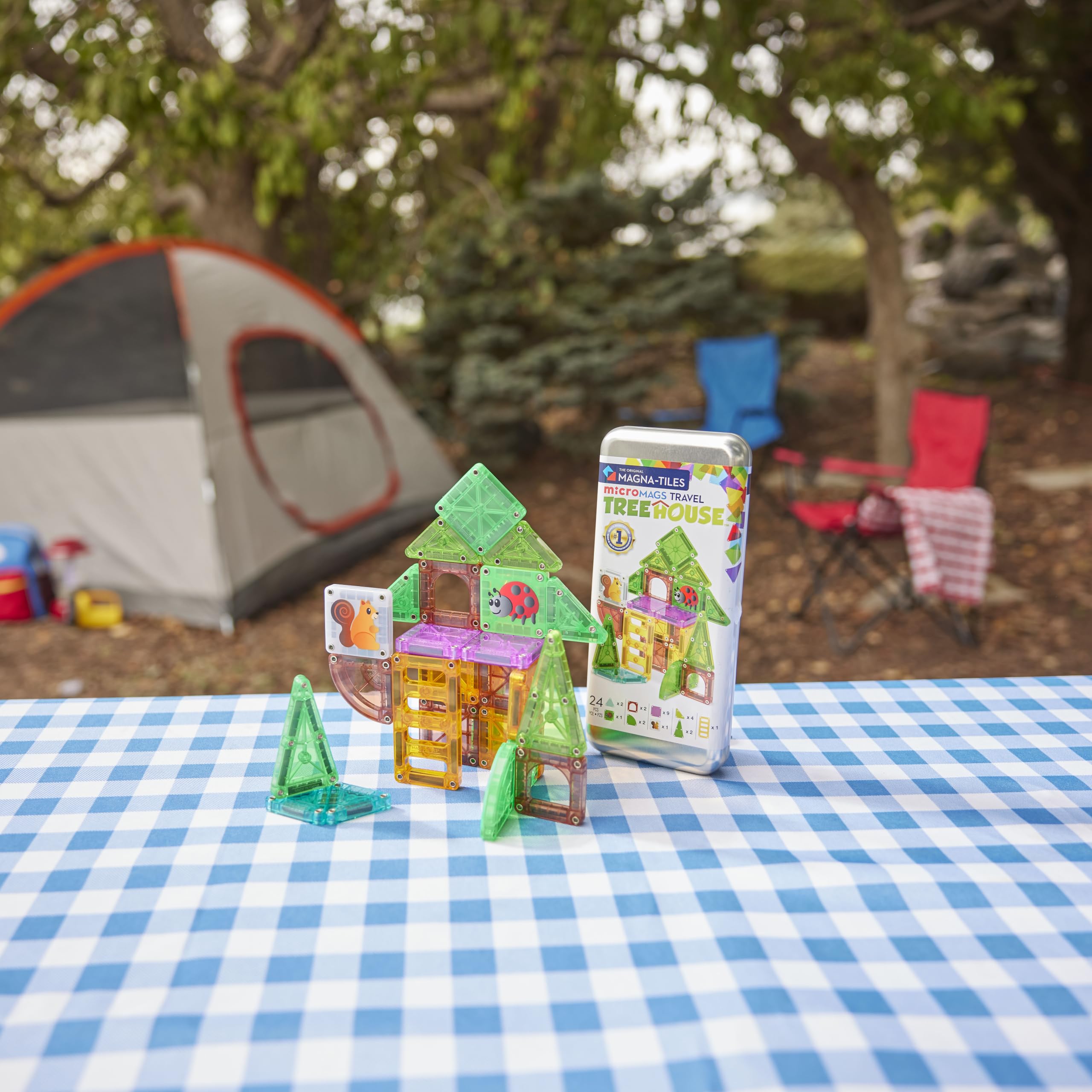 Magna-Tiles microMAGS Treehouse Travel Set - 24 Pieces | Ages 3+ | Magnetic Building
