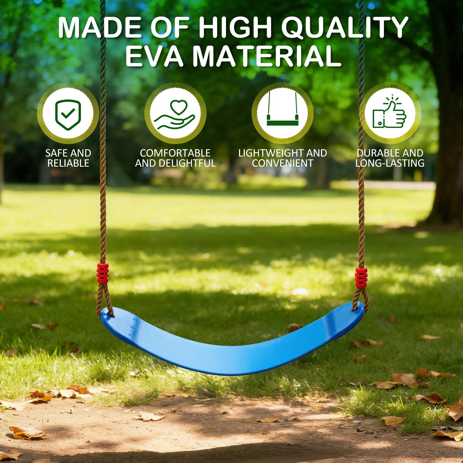 EXTSUD Outdoor Swing Seat - EVA Soft Rocking Chair | Adjustable 145-220cm Ropes | 150kg Load Capacity | Blue 2
