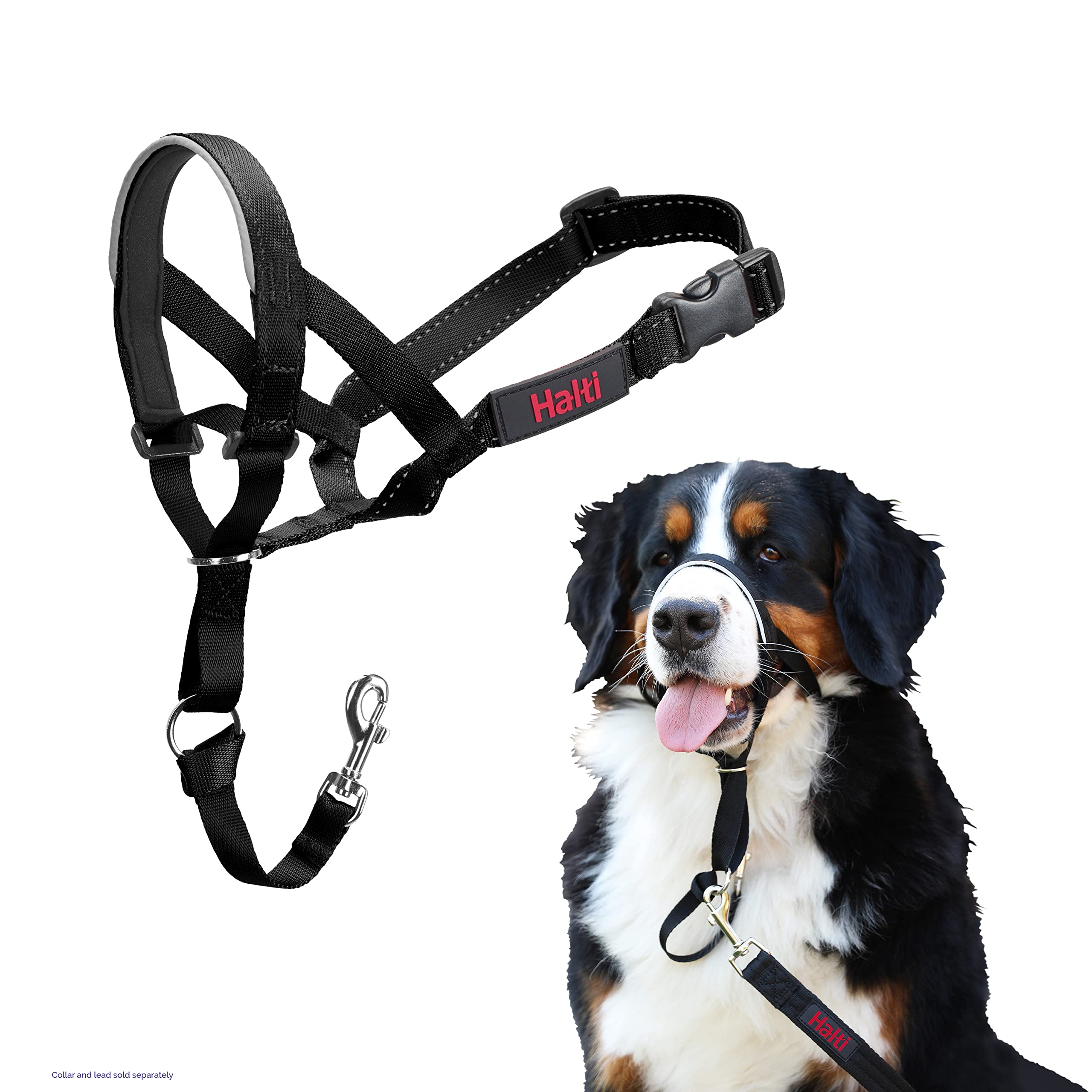 Halti Headcollar - Anti-Pull Training Aid for Large Dogs | Size 4 Black | Reflective