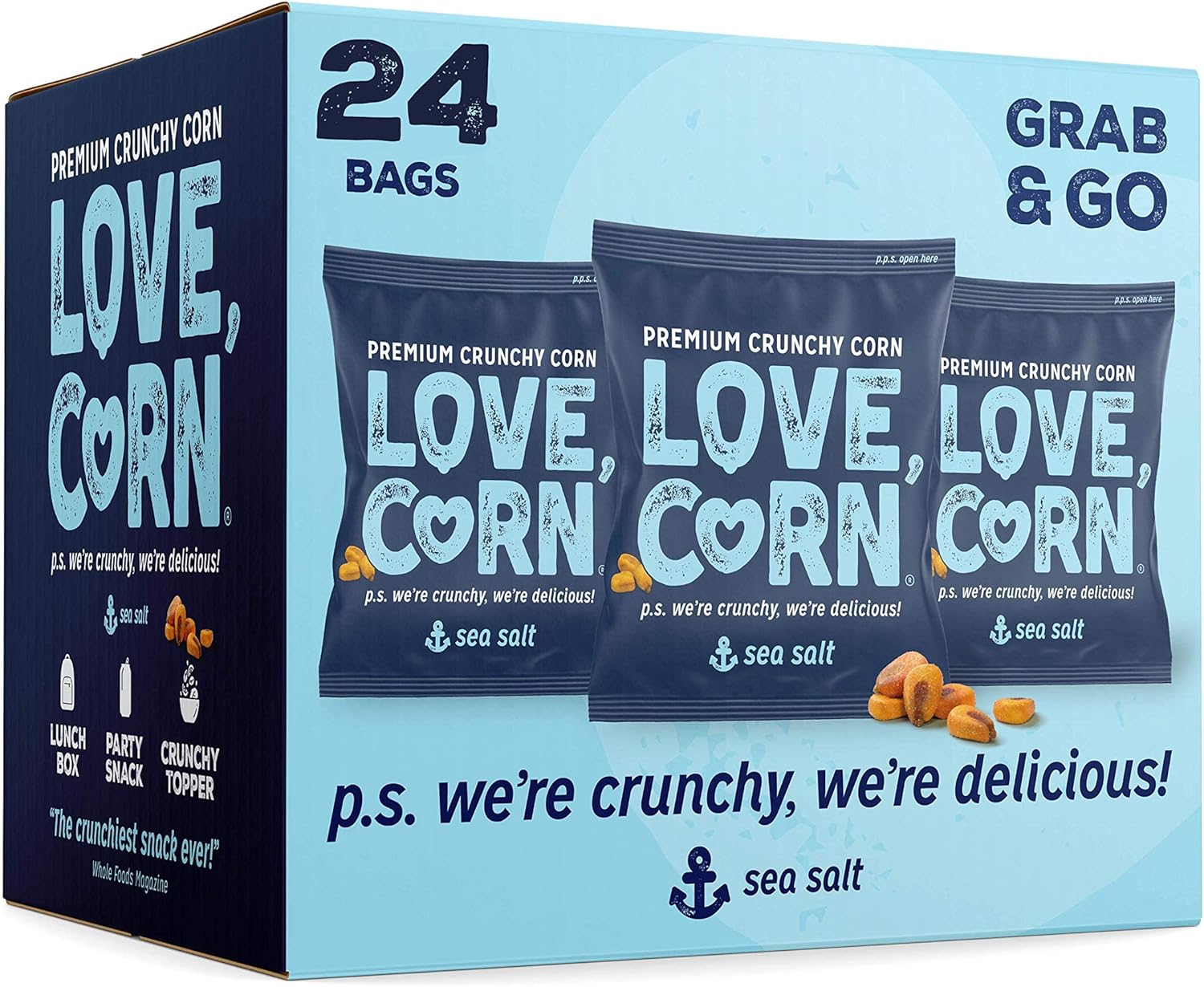 LOVE CORN Sea Salt Crunchy Corn Snack 20g x 24 Bags – Gluten Free Vegan Snack 1