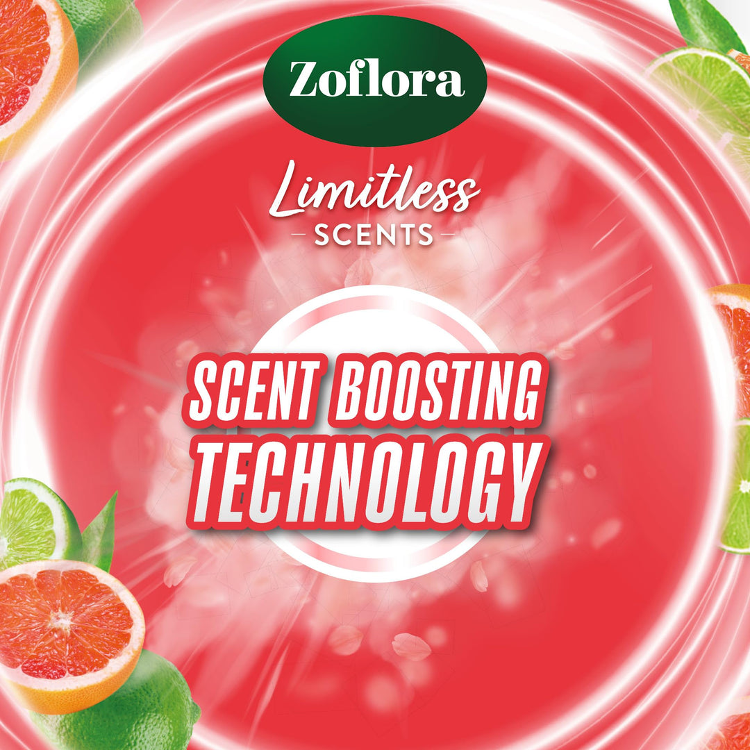 Zoflora Grapefruit & Lime Toilet Rim Blocks, 2 x 131g - Long-Lasting Fragrance Burst with Essential Oils