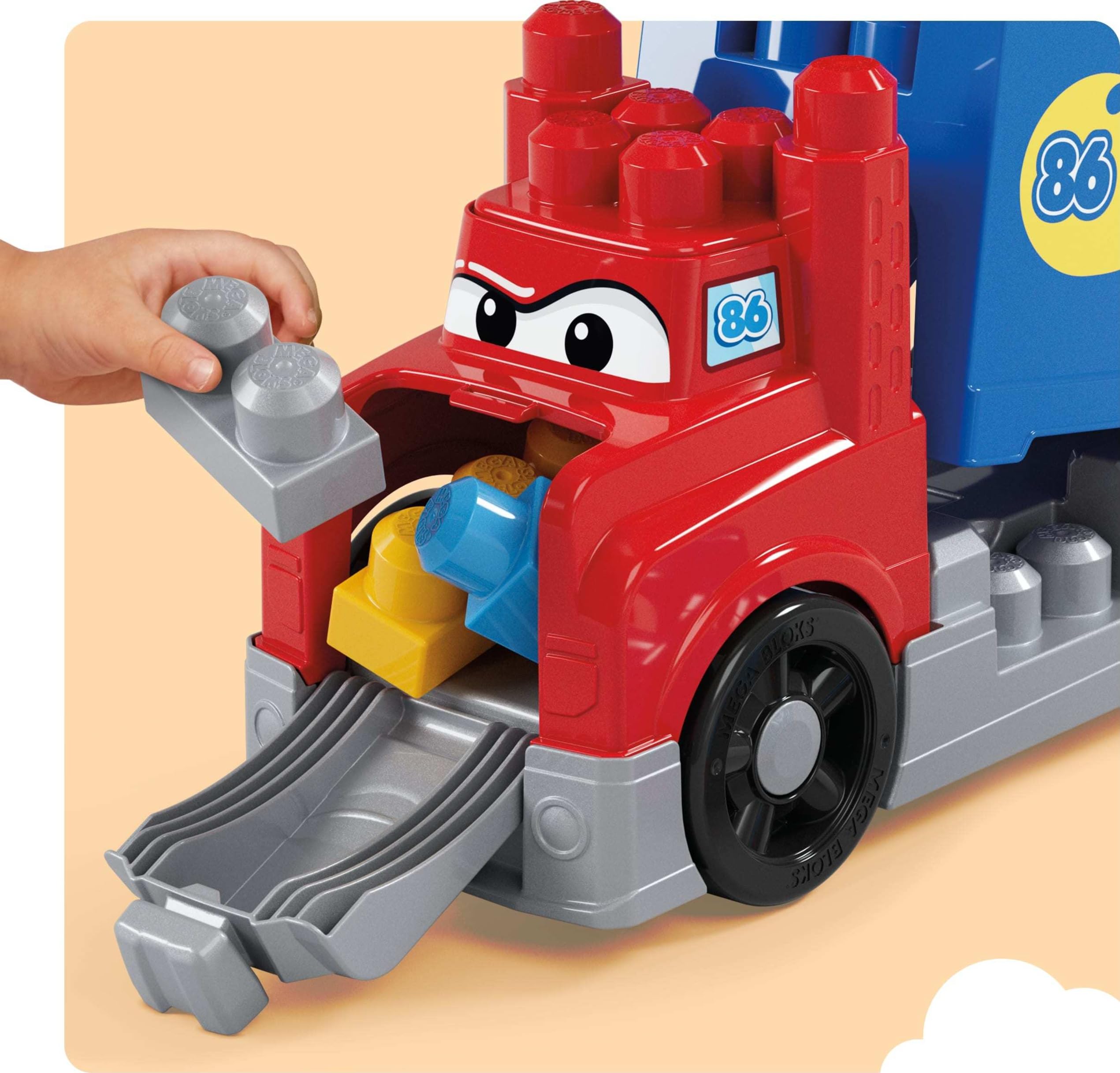 MEGA BLOKS First Builders Build & Race Rig - 19-Piece Toddler Building Set with Race Cars 2
