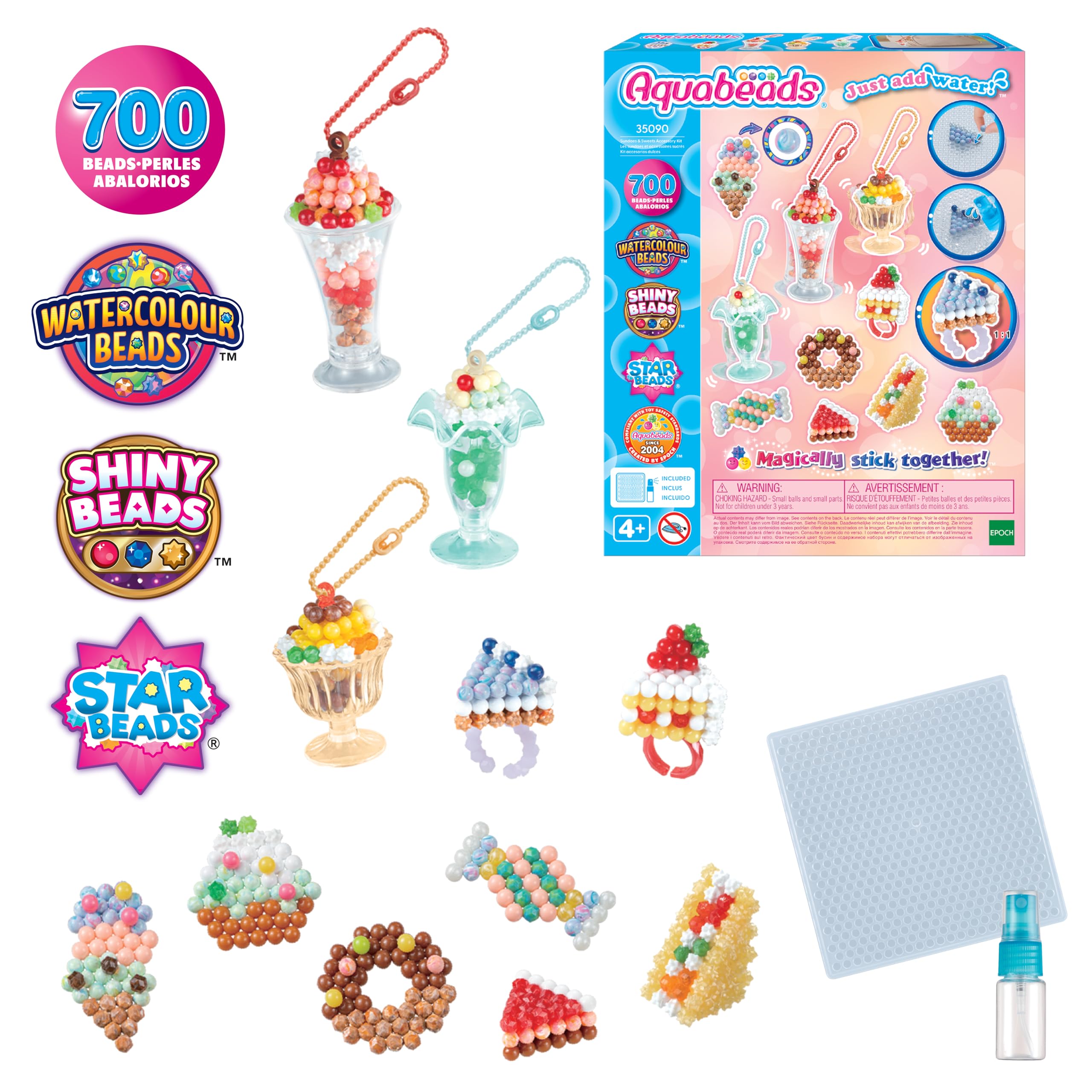 Aquabeads Sundaes & Sweets Accessory Kit 35090 | 700 Beads in 31 Colours | Ages 4+