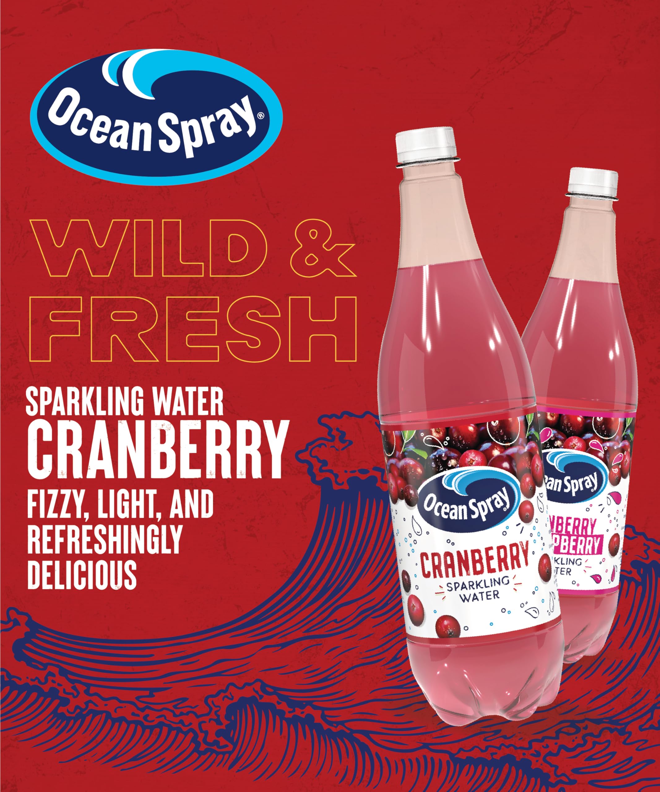 Ocean Spray Pink Cranberry Sparkling Water - Cranberry Flavoured Beverage | 1L 2