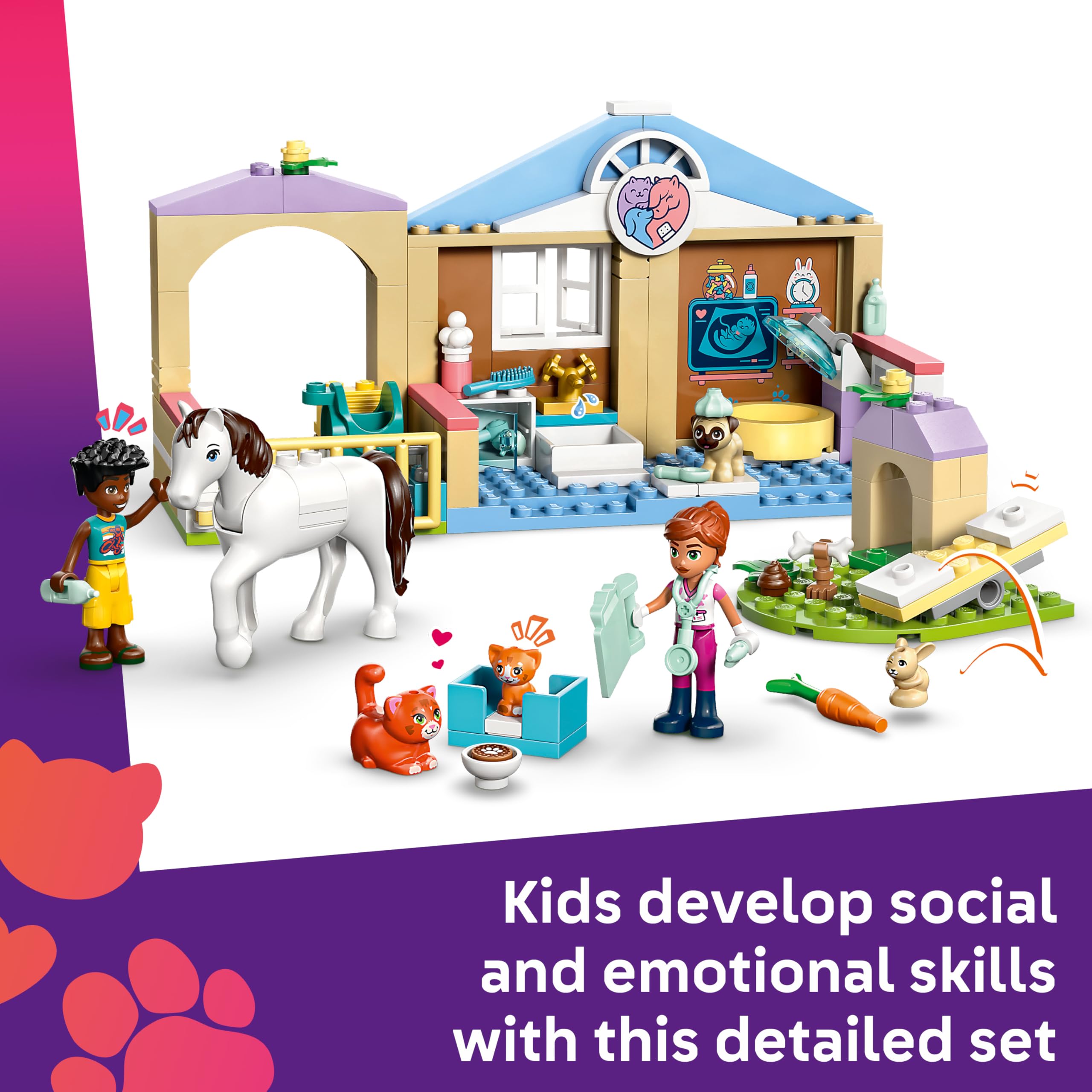 LEGO Friends Animal Vet Clinic Building Set - Educational Toy for Ages 4+ with Horse Stable 4