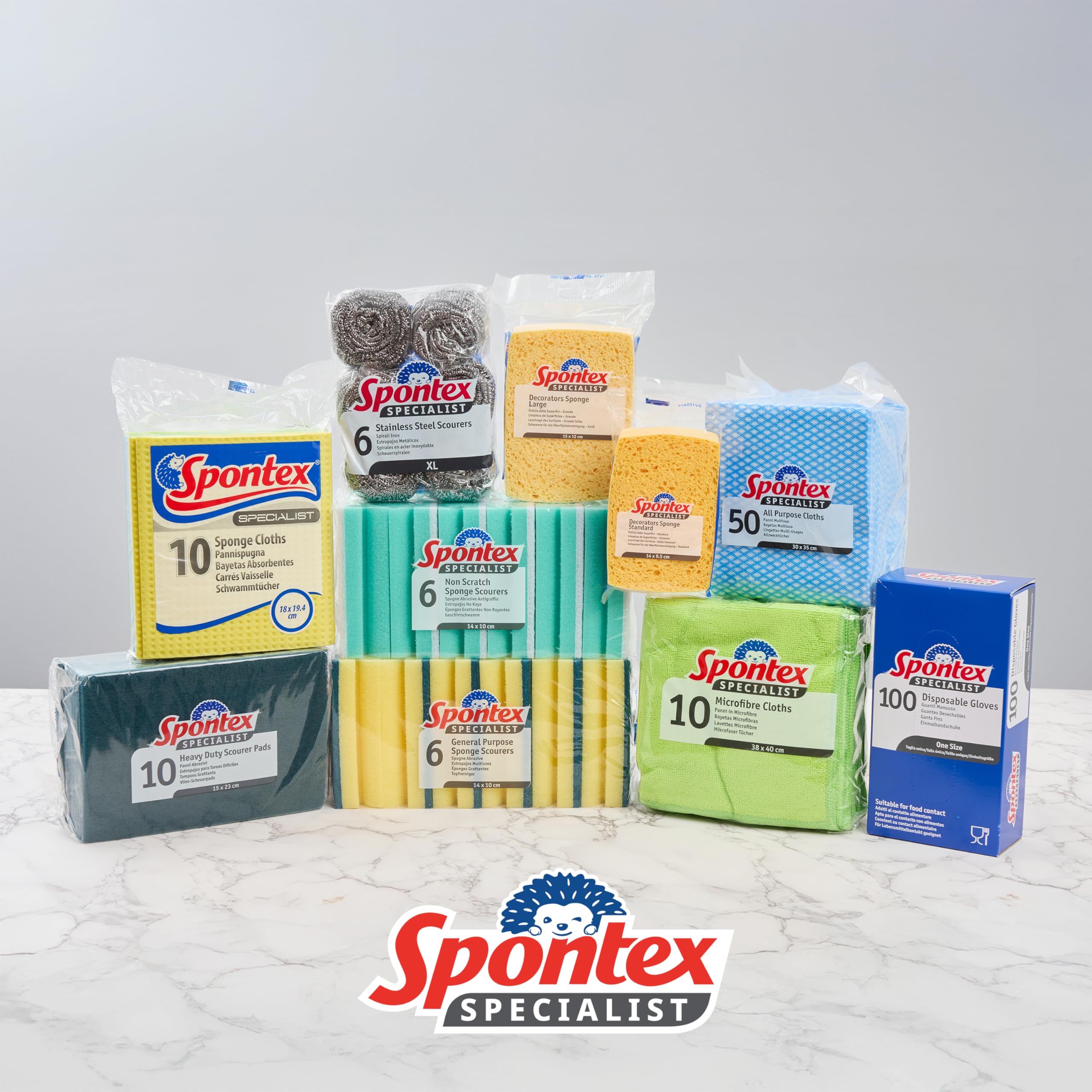 Spontex Specialist Microfibre Cloths - Pack of 10 | XL Size 38x40cm | Machine Washable 8