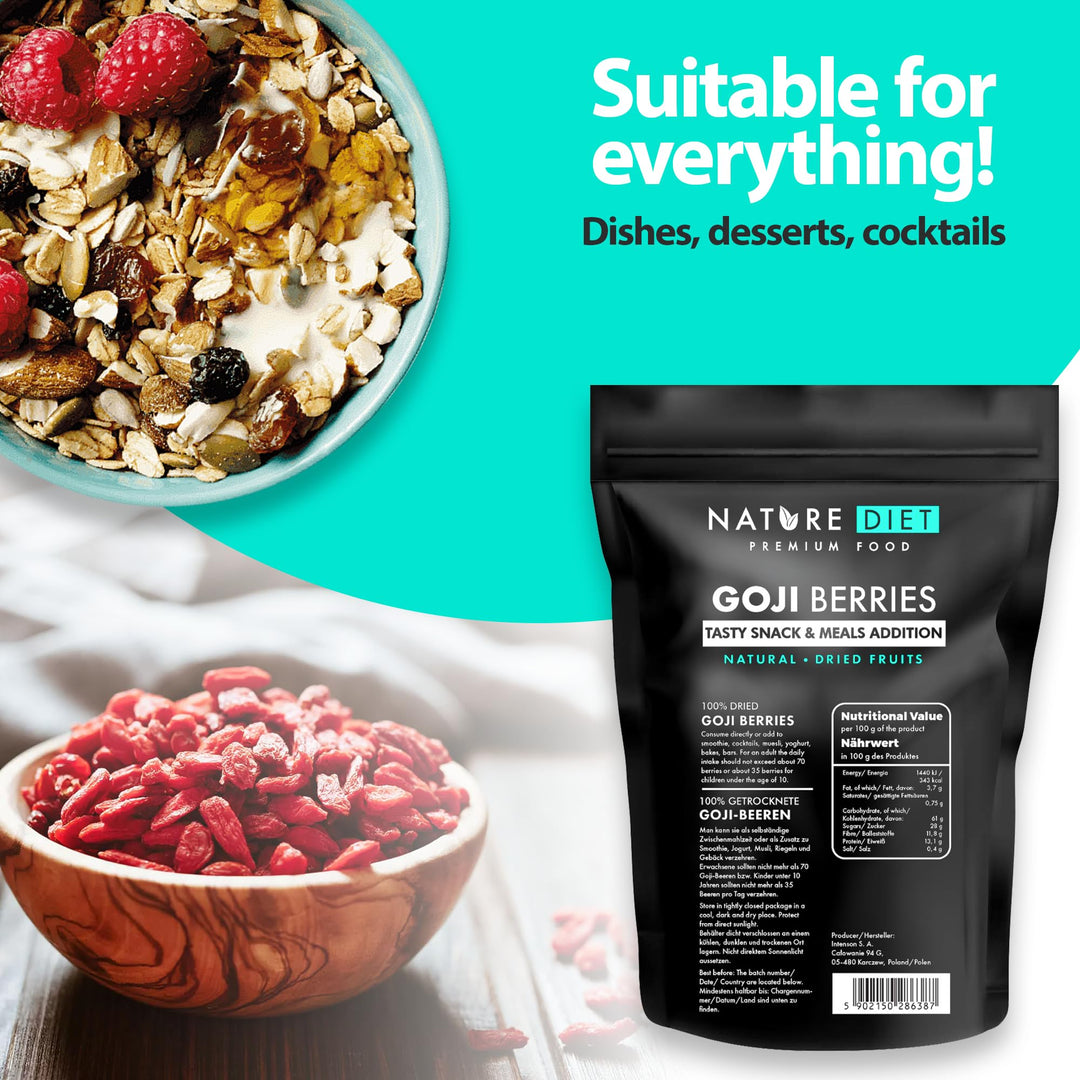 Nature Diet - Goji Berries 1000 g | Dried Berries | Healthy Snack