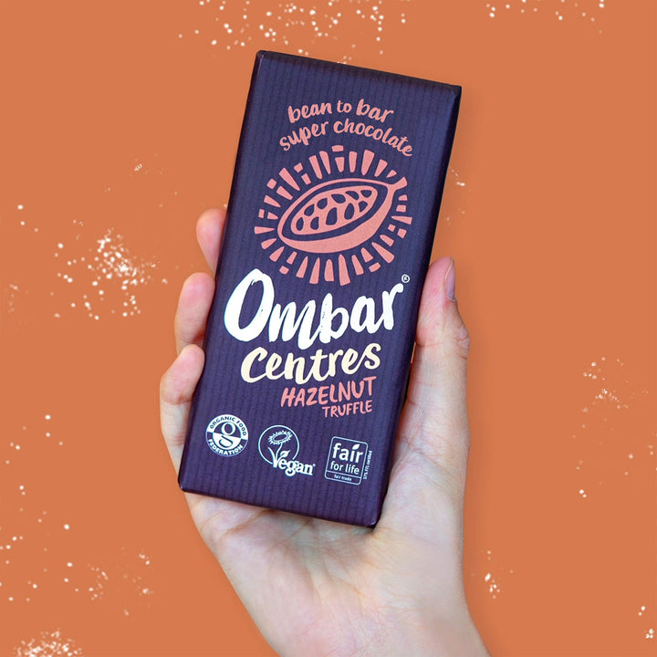 Ombar Centres Hazelnut Truffle Vegan Chocolate Bar - Organic, Fair Trade, Dairy & Gluten Free, 70g