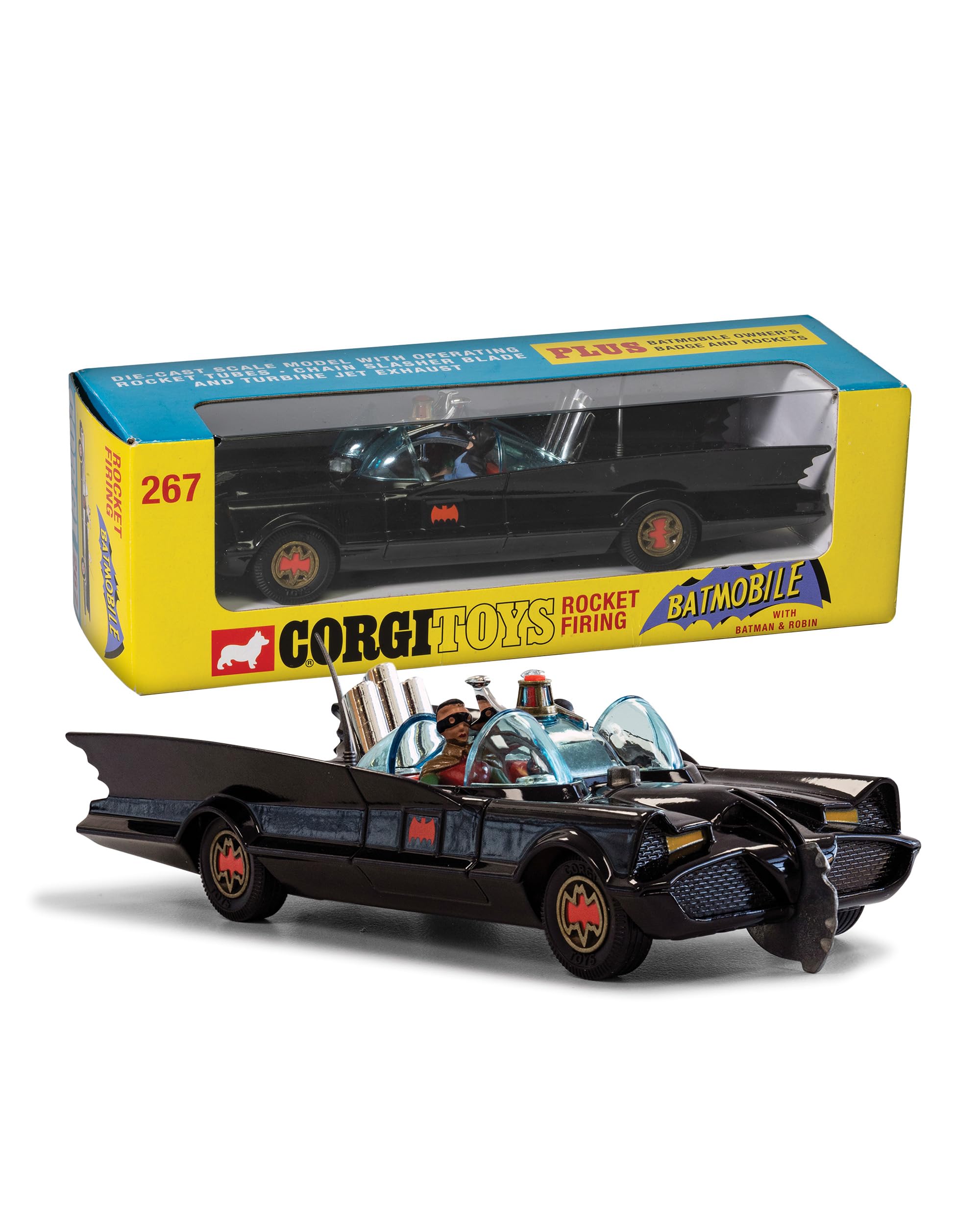 Corgi RT26701 Diecast Model Batmobile with Batman and Robin | Metal Construction | Black
