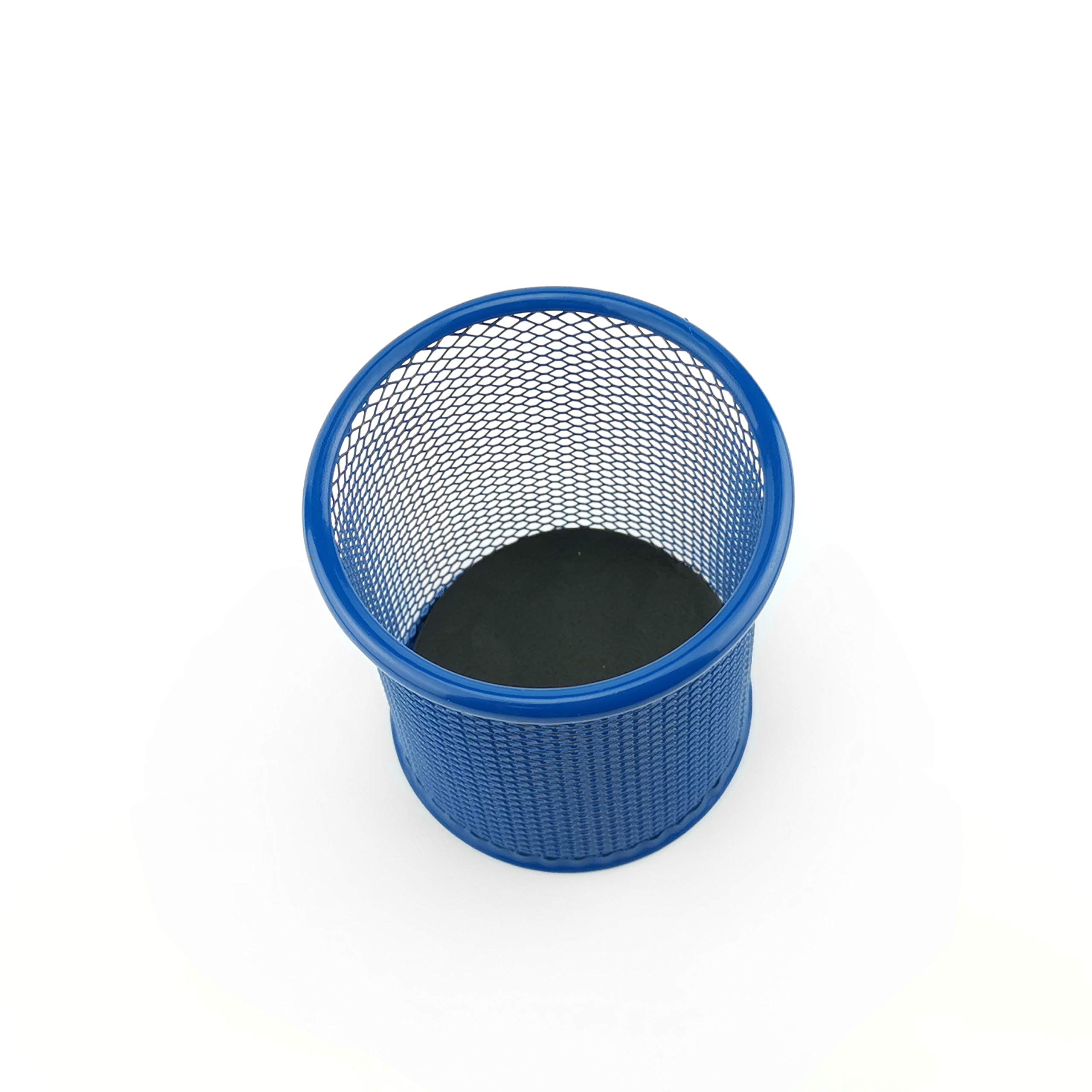 Leviatan Metal Pencil Holder - Round Mesh Design | Blue | Rust Resistant | 90x90x100mm 2