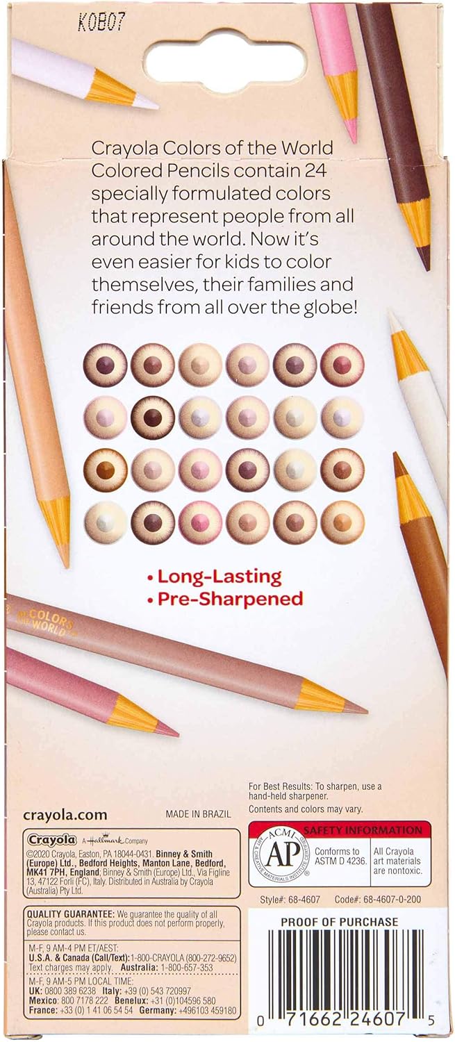 Crayola Colours of the World Coloured Pencils - 24 Multicultural Skin Tone Pencils for Kids 3+