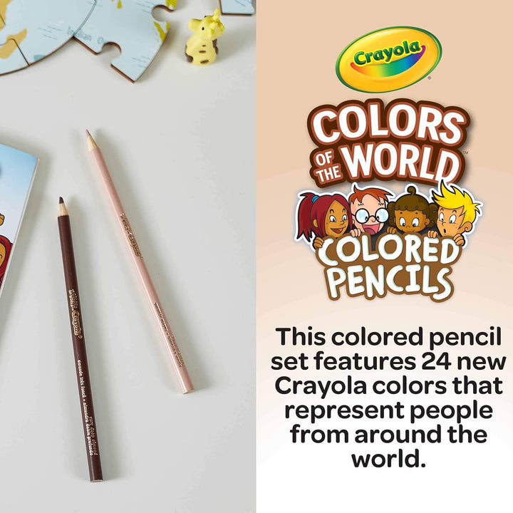 Crayola Colours of the World Coloured Pencils - 24 Multicultural Skin Tone Pencils for Kids 3+