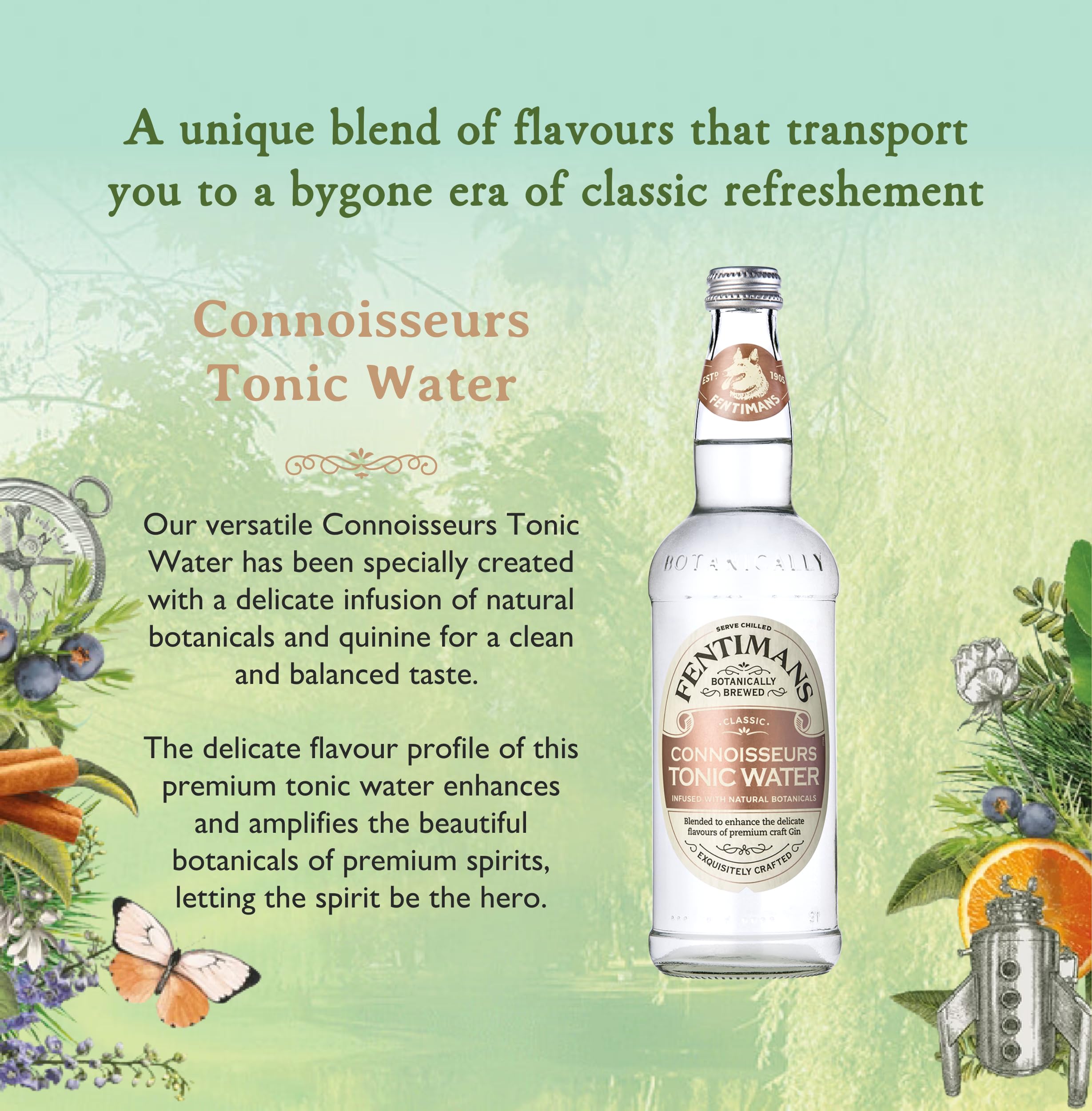 Fentimans Connoisseurs Tonic Water - Botanically Brewed, Gluten Free | 200 ml (Pack of 4) 2