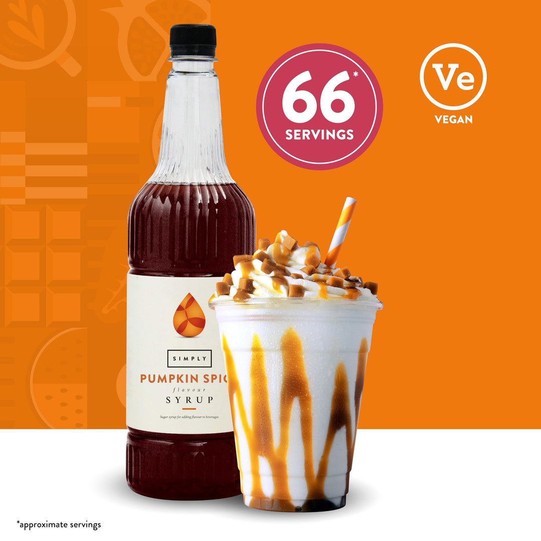 Simply Pumpkin Spice Syrup - Vegan & Nut Free Flavoured Syrup for Coffee, Cocktails, Baking 1L
