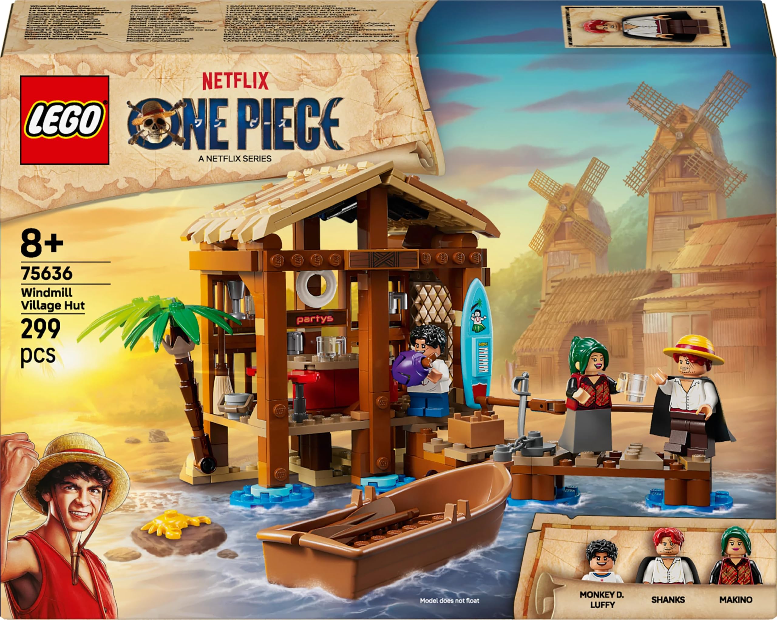LEGO ONE PIECE Windmill Village Hut Toy with Boat, Luffy, Shanks & Makino - Building Set for Ages 8+ 4