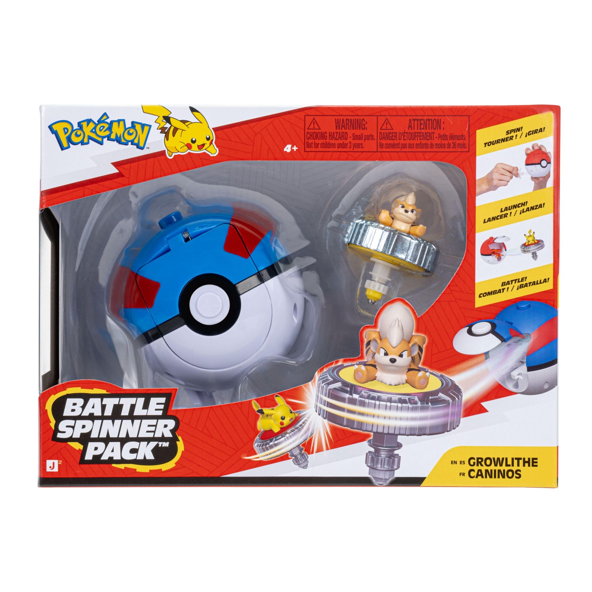 Pokémon Growlithe Battle Spinner Pack - Fire-type Spinner with Launcher | Classic Edition 1