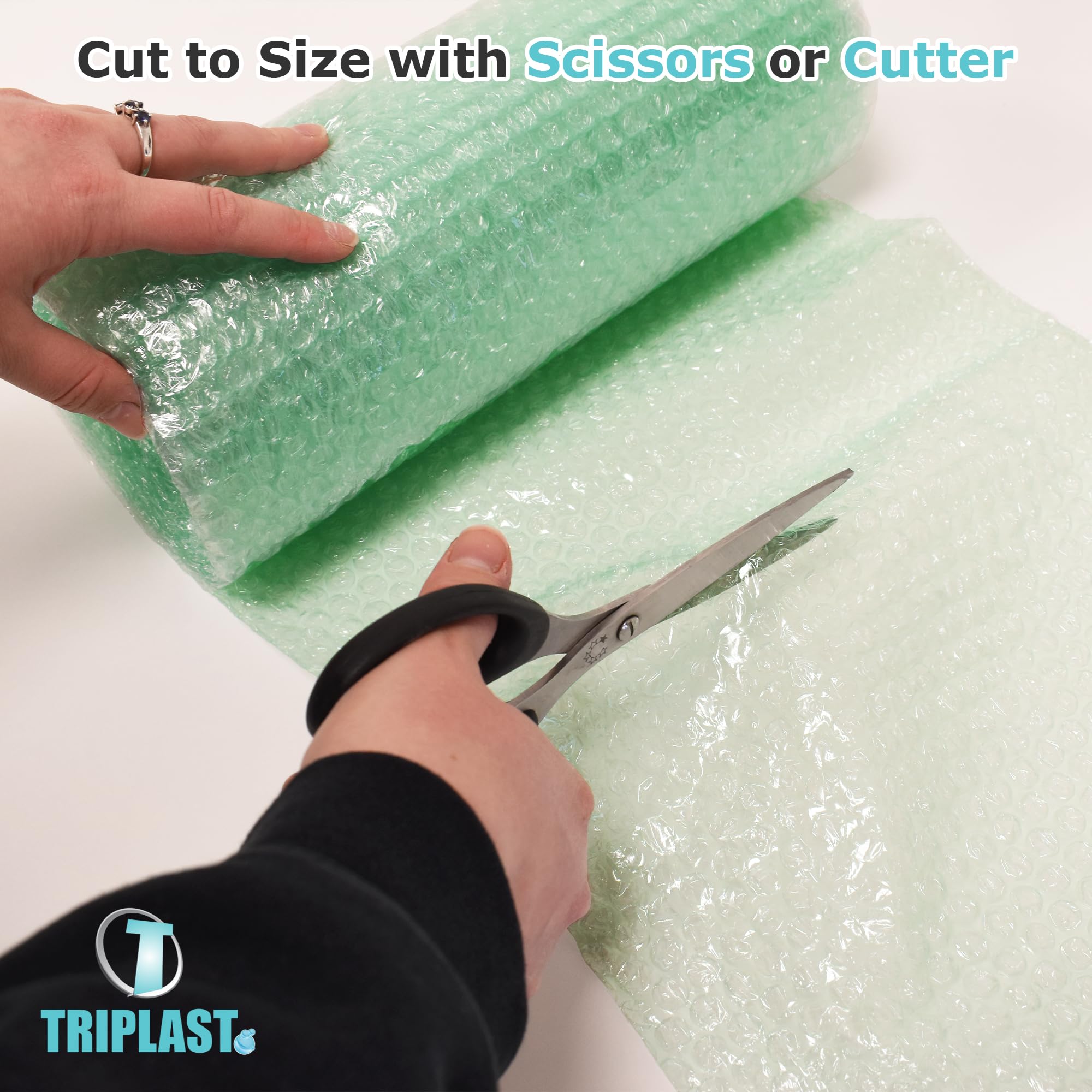 Triplast Biodegradable Green Bubble Wrap Roll - 400mm x 50m | Small 10mm Bubbles | Recyclable LDPE 5