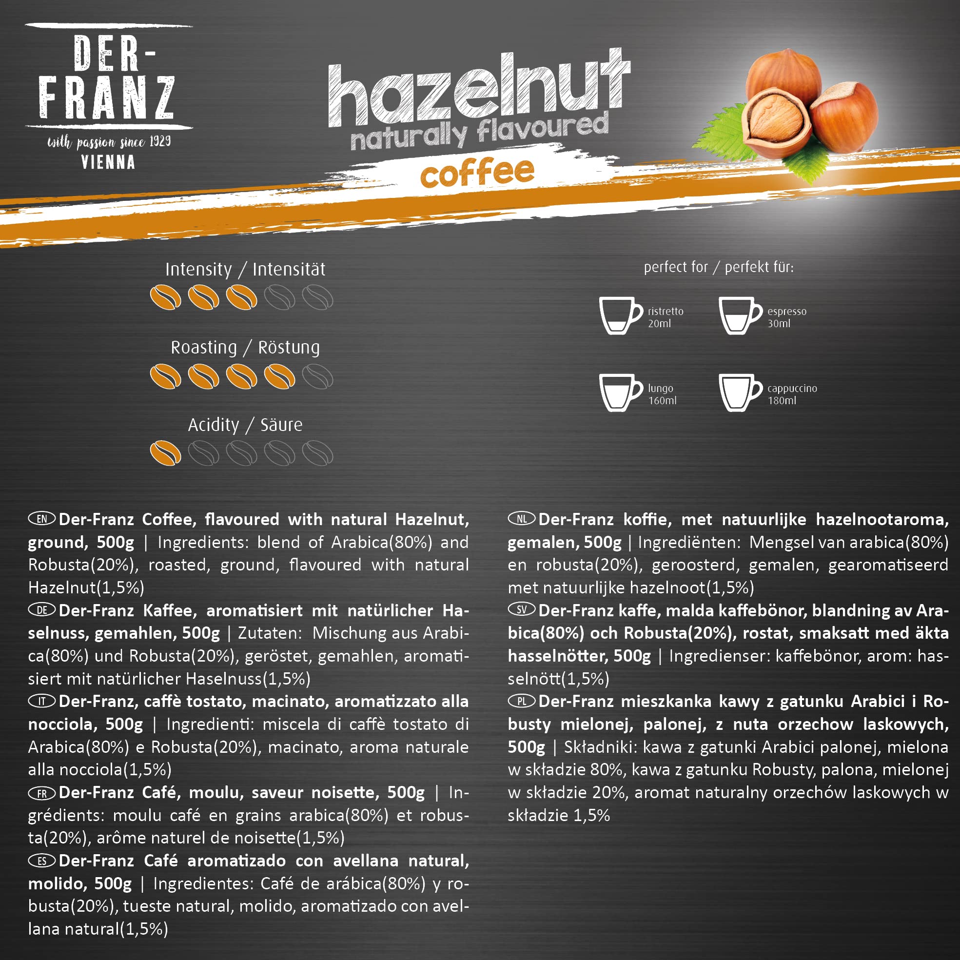 Der-Franz Coffee Medium Roast with Natural Hazelnut, Ground, 2 x 500 g 7