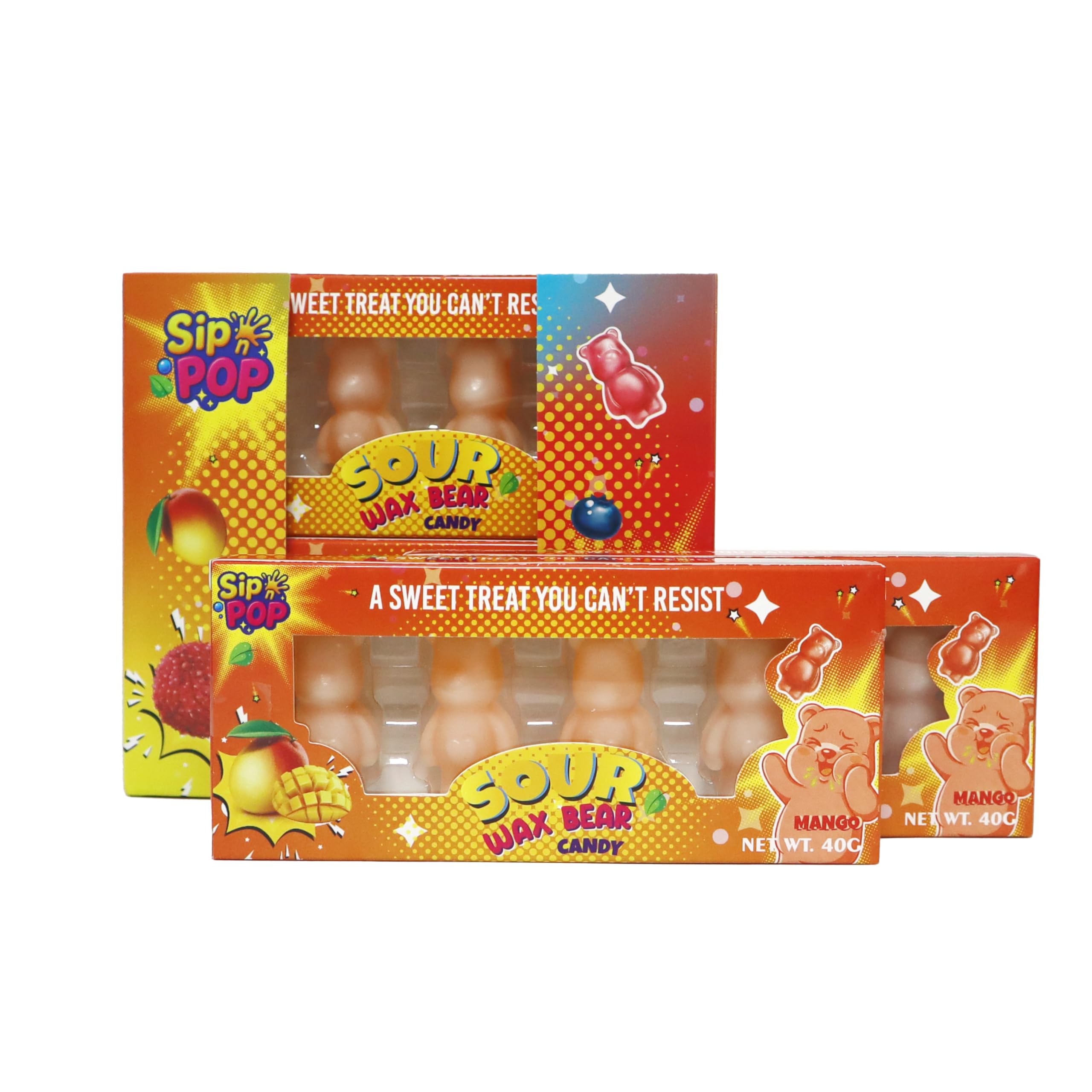 SHINE WAX CANDY - Sour Bear & Mango Liquid Filled Retro Sweet | 40g