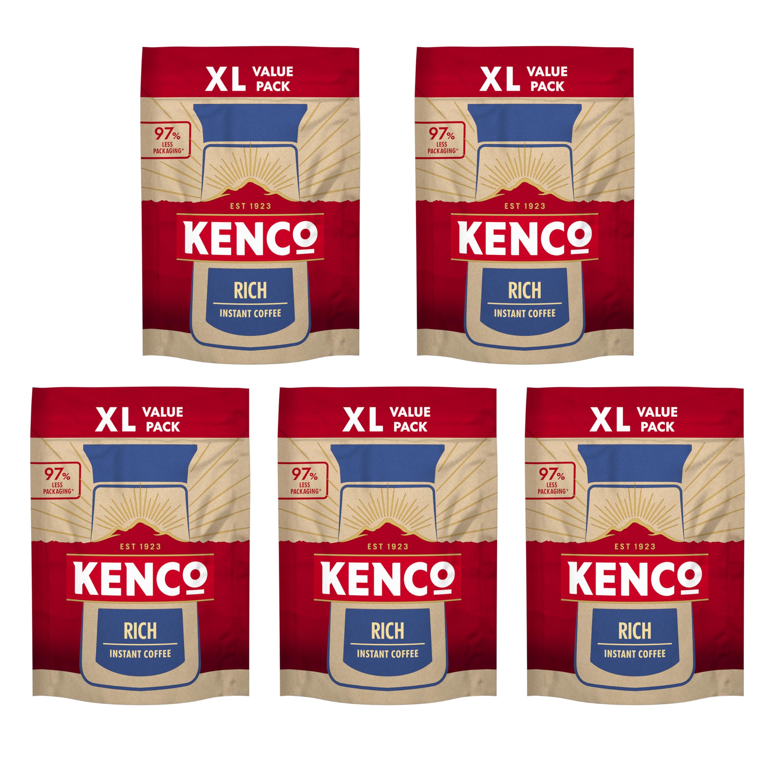 Kenco Rich Instant Coffee Refill - Full Flavoured Blend | 5 x 300g Packs | Home Recyclable Packaging 1