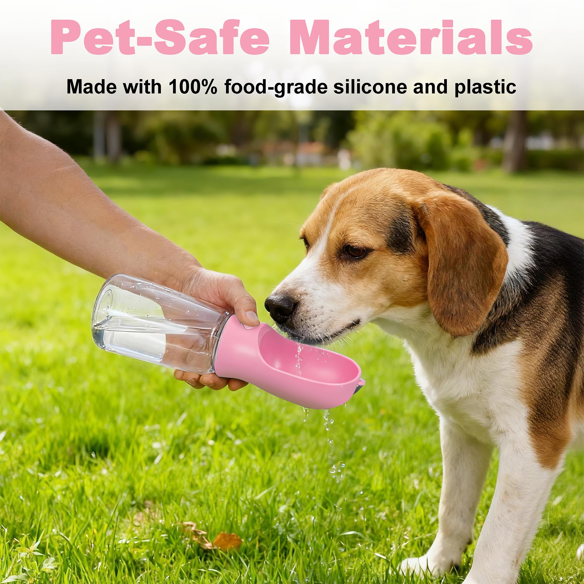 BARGAIN FACTORY Dog Water Bottle - 550 ML Portable Leak Proof Dispenser | Food Grade Plastic | Pink 5