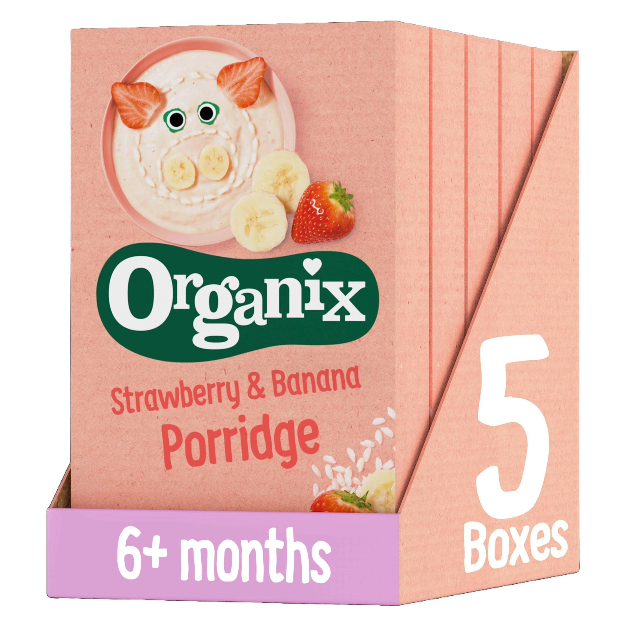 Organix Strawberry & Banana Organic Baby Porridge - 6+ Months, 120 g (Pack of 5)