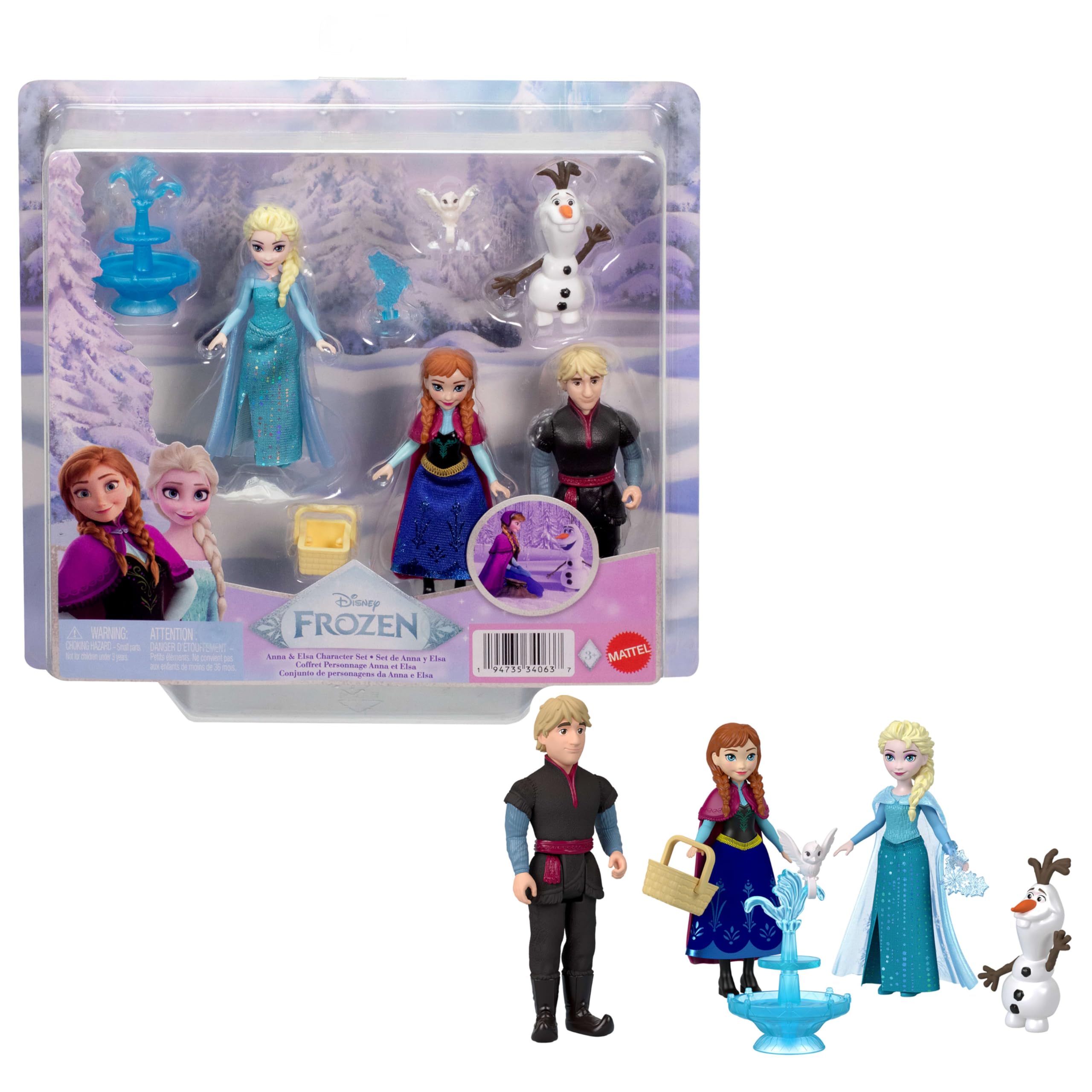 Mattel Disney Frozen Small Dolls Set - Anna, Elsa, Kristoff & Olaf | 3.5-inch Scale | Ages 3+