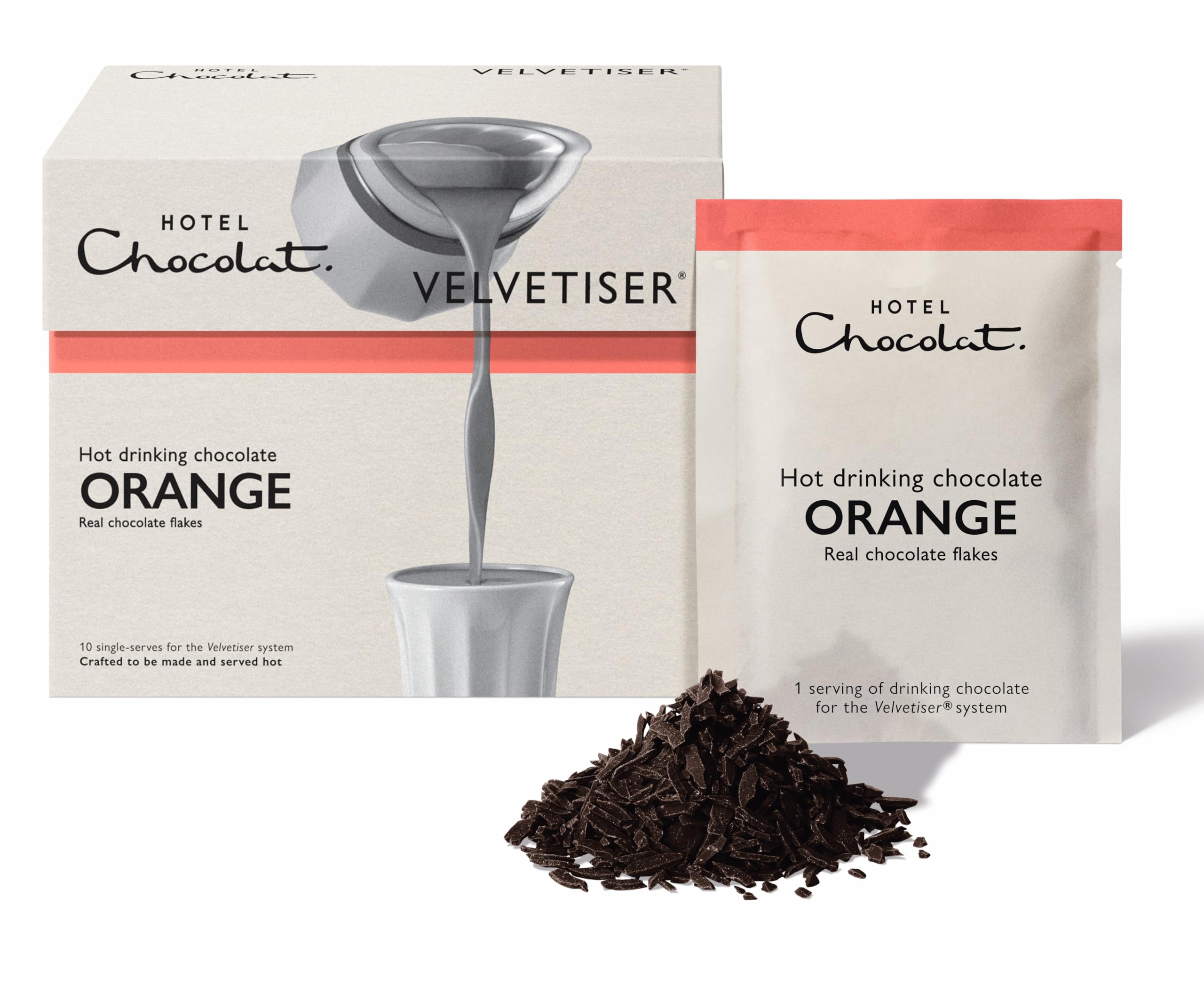 Hotel Chocolat Orange Hot Chocolate Sachets - 10 Pack, 65% Supermilk Chocolate with Blood Orange 5